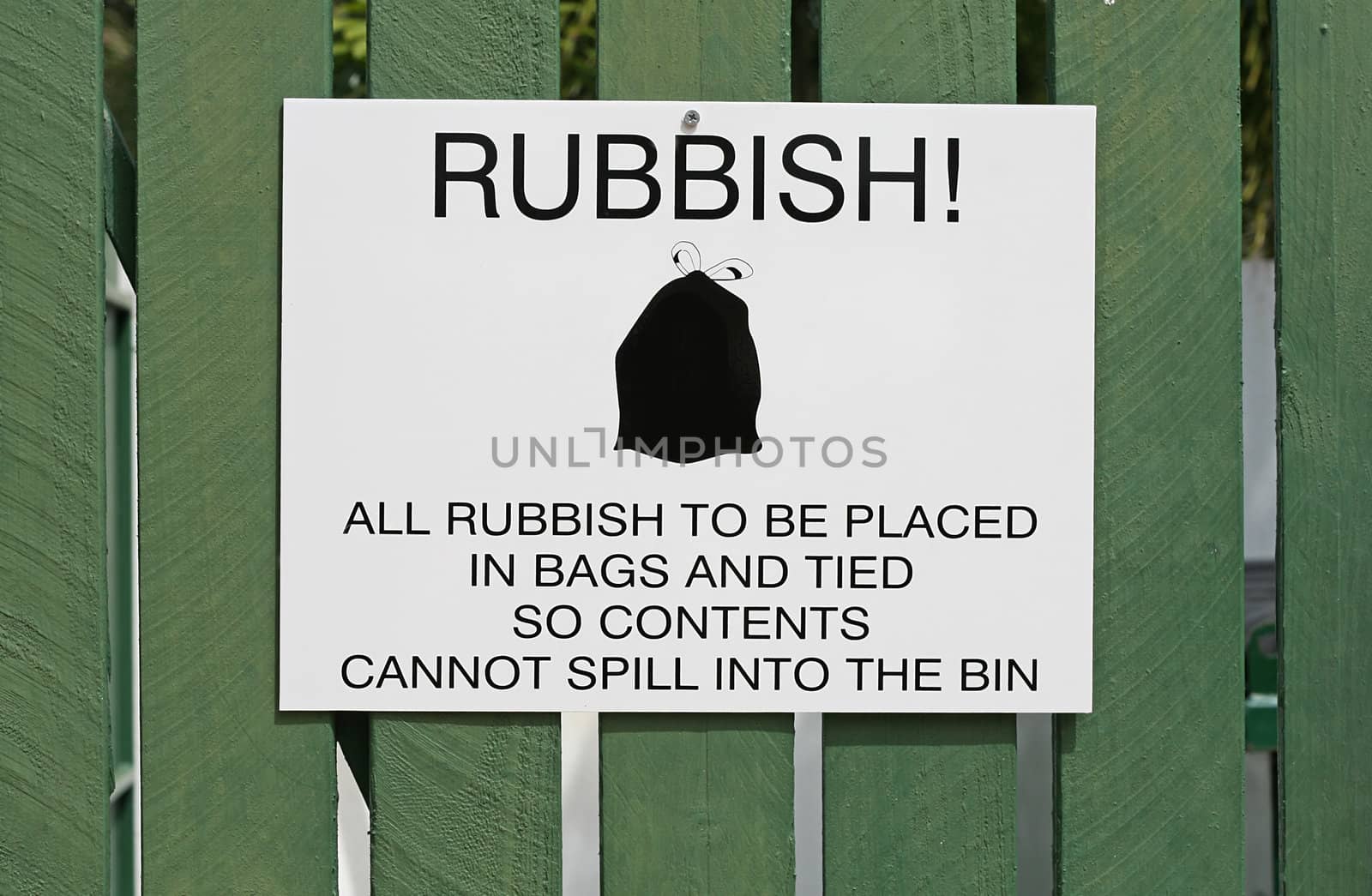Rubbish Disposal Instructional Sign