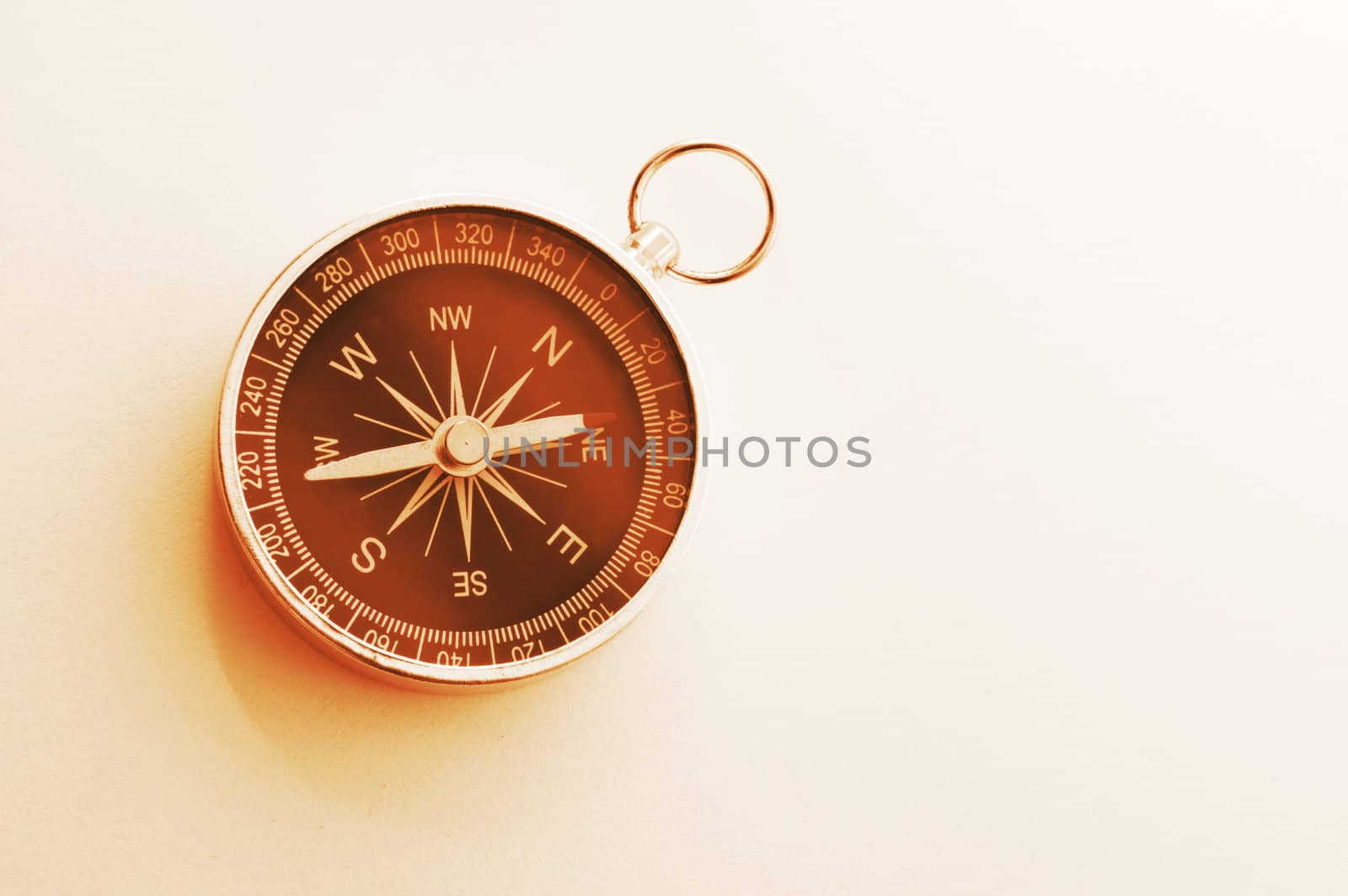 compass and white copyspace for text message