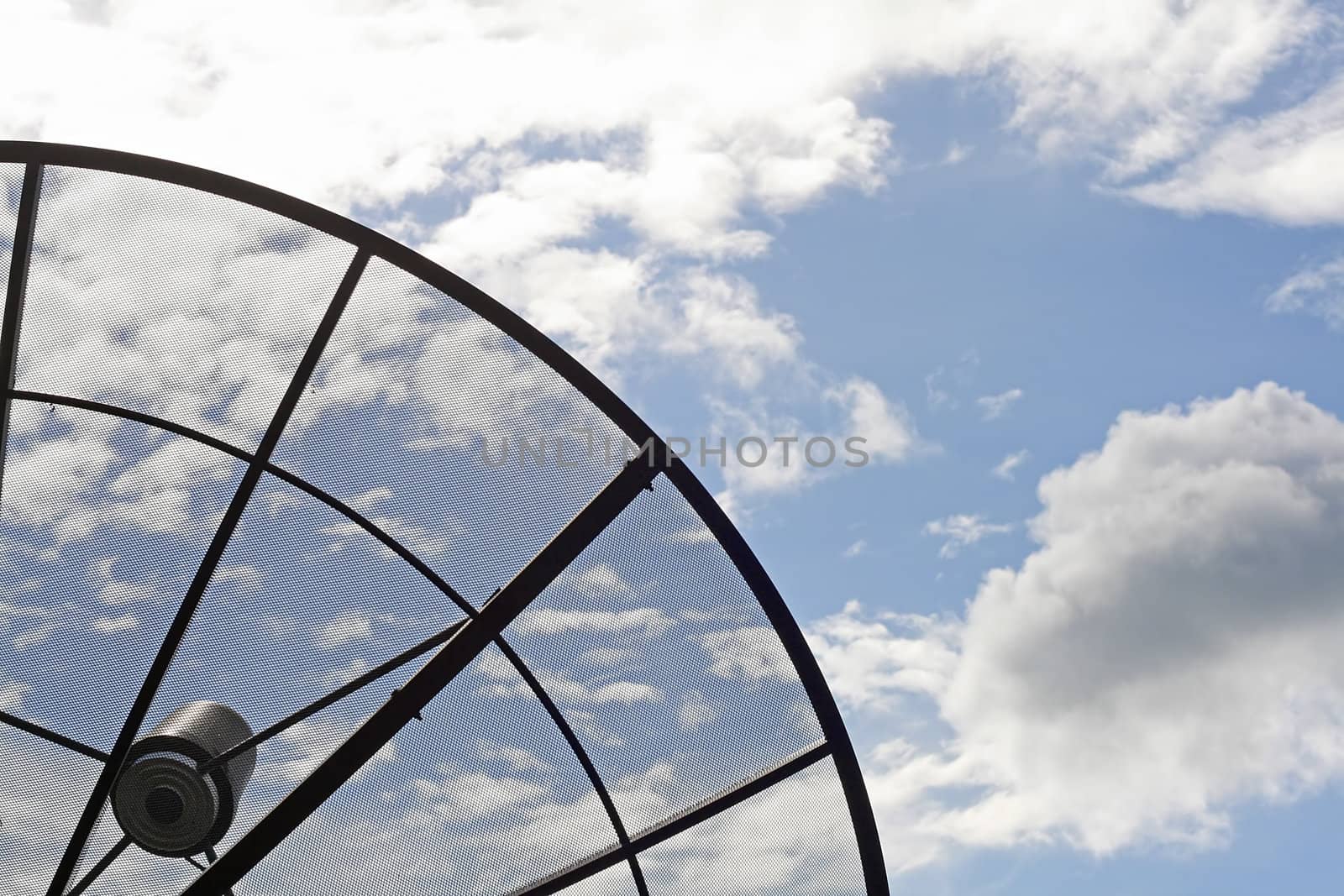 Home Satellite Dish facing a Clear Blue Sky