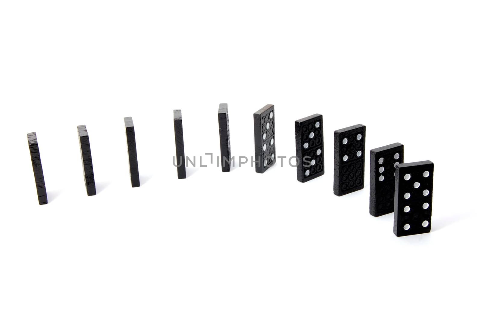 chain of dominoes isolated on a white background