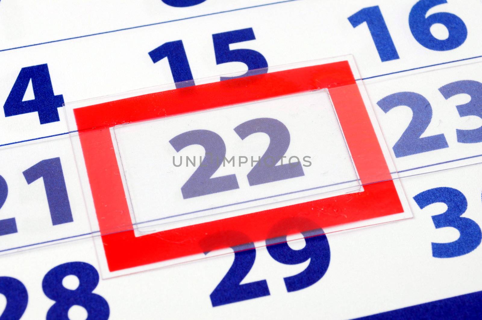 date of today shown by calendar with red pointer