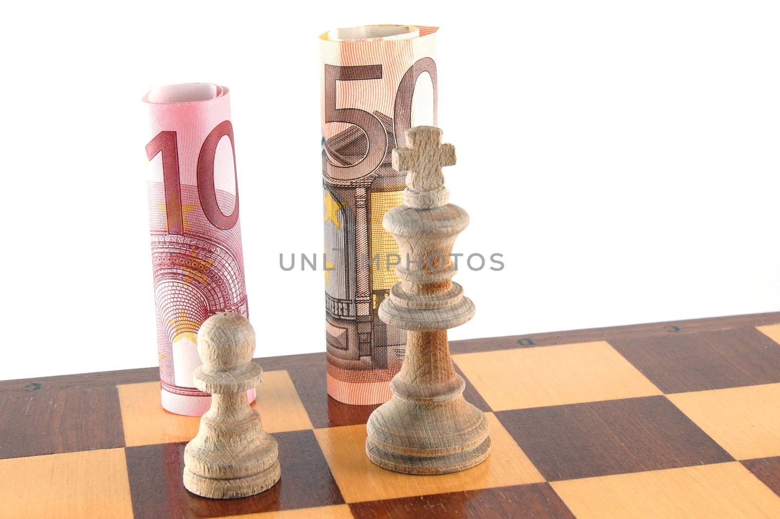 Some chessman isolated on a white background.