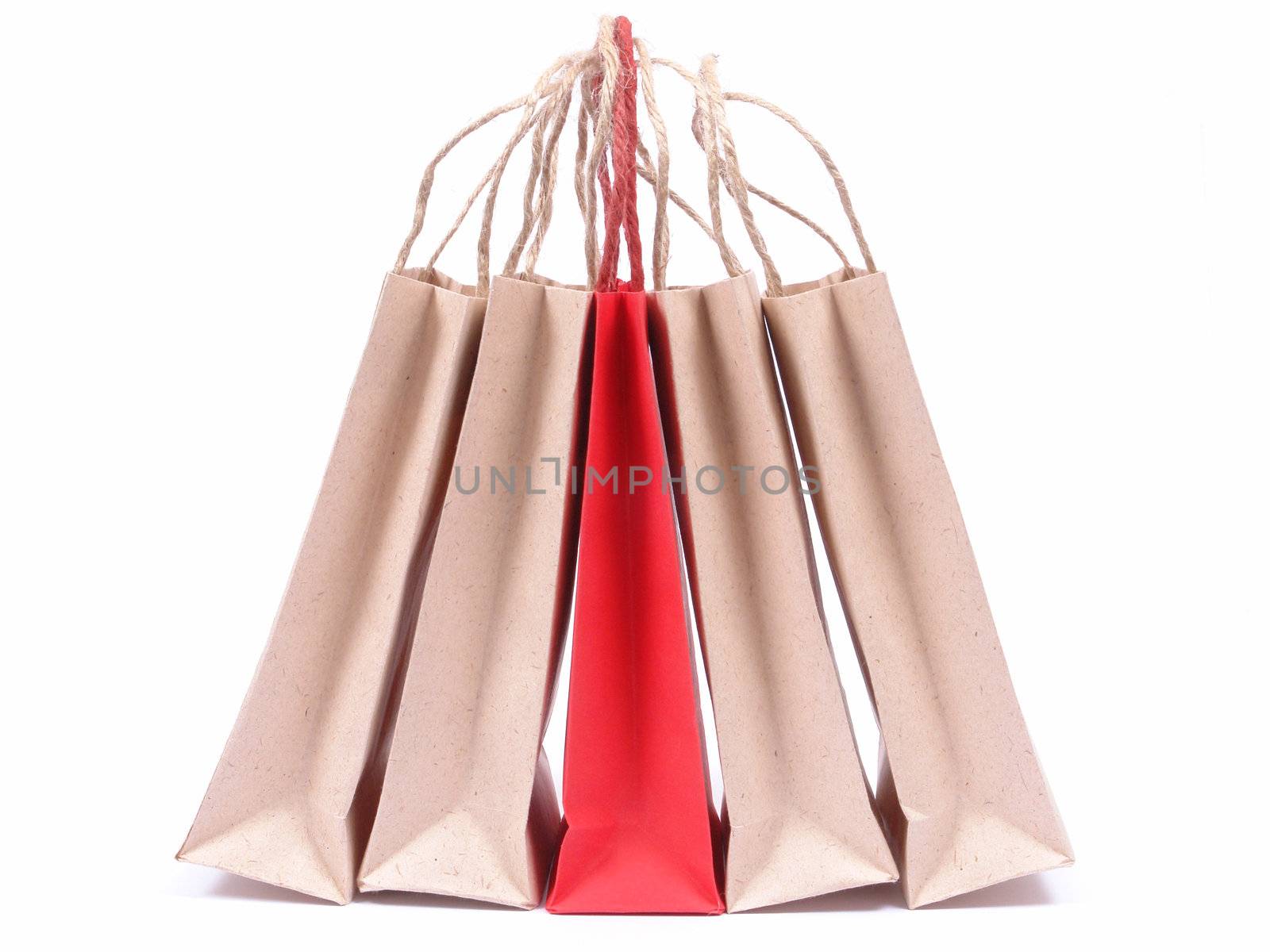 Bags for purchases on a white background.                               