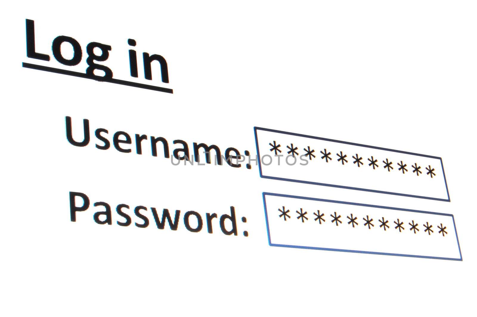 log in on a website in the internet for communication or online banking