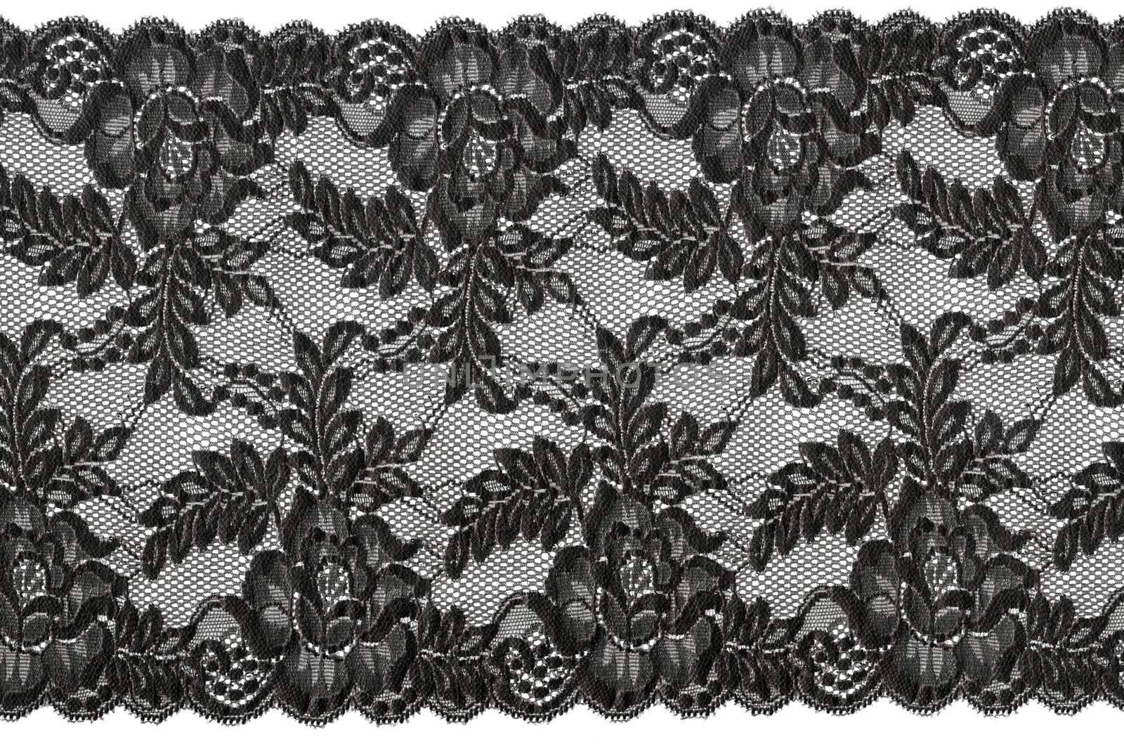 flowered  black lace on white background                            