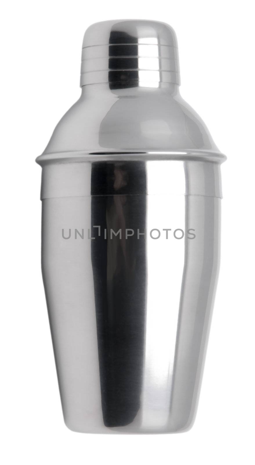 Metal cocktail shaker isolated on white.