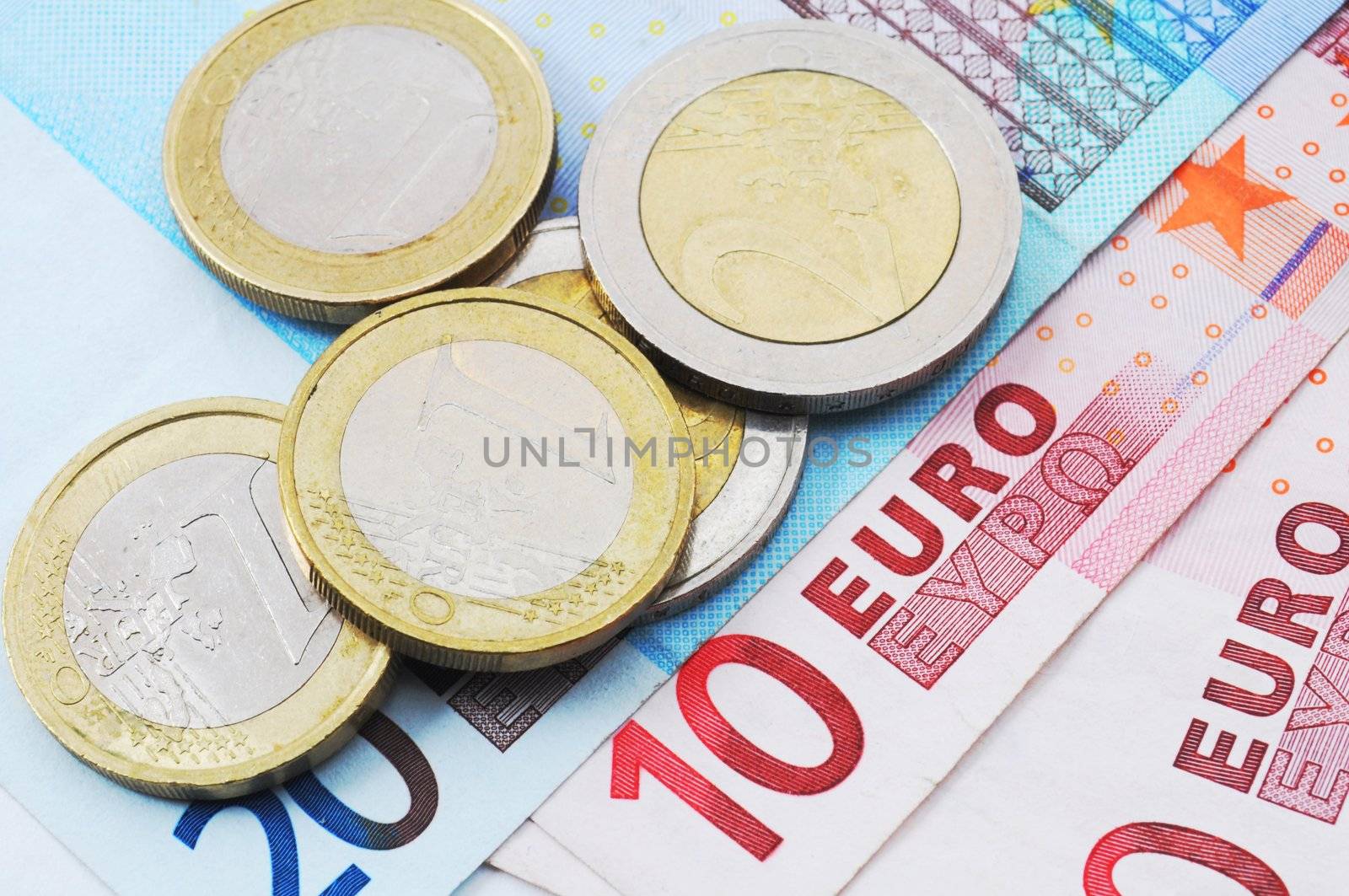 finance or financial success concept with euro money
