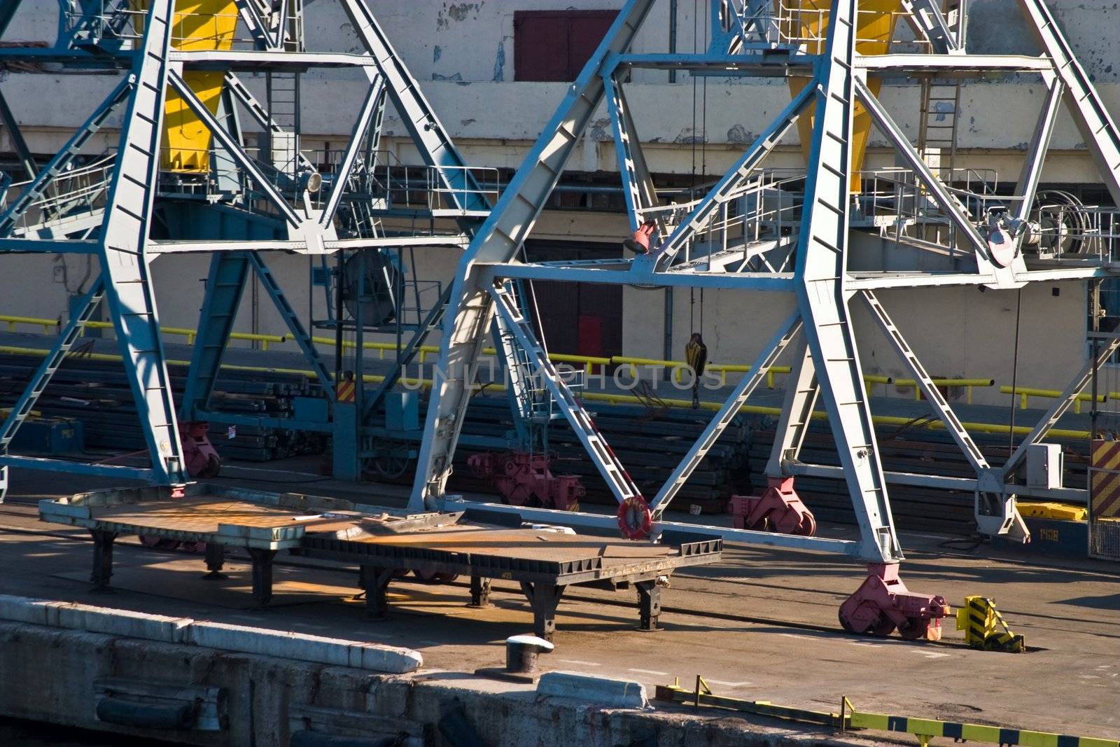 transportation series: freight harbor crane on the berth