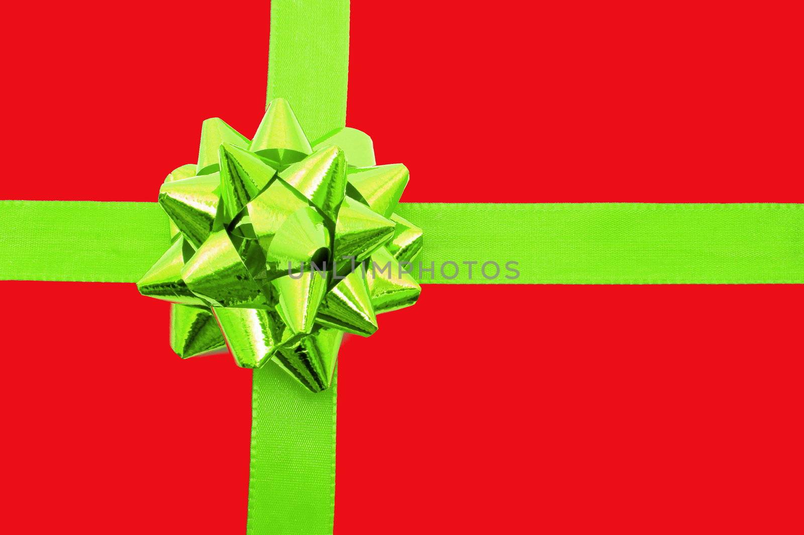 christmas gift with ribbon and copy space