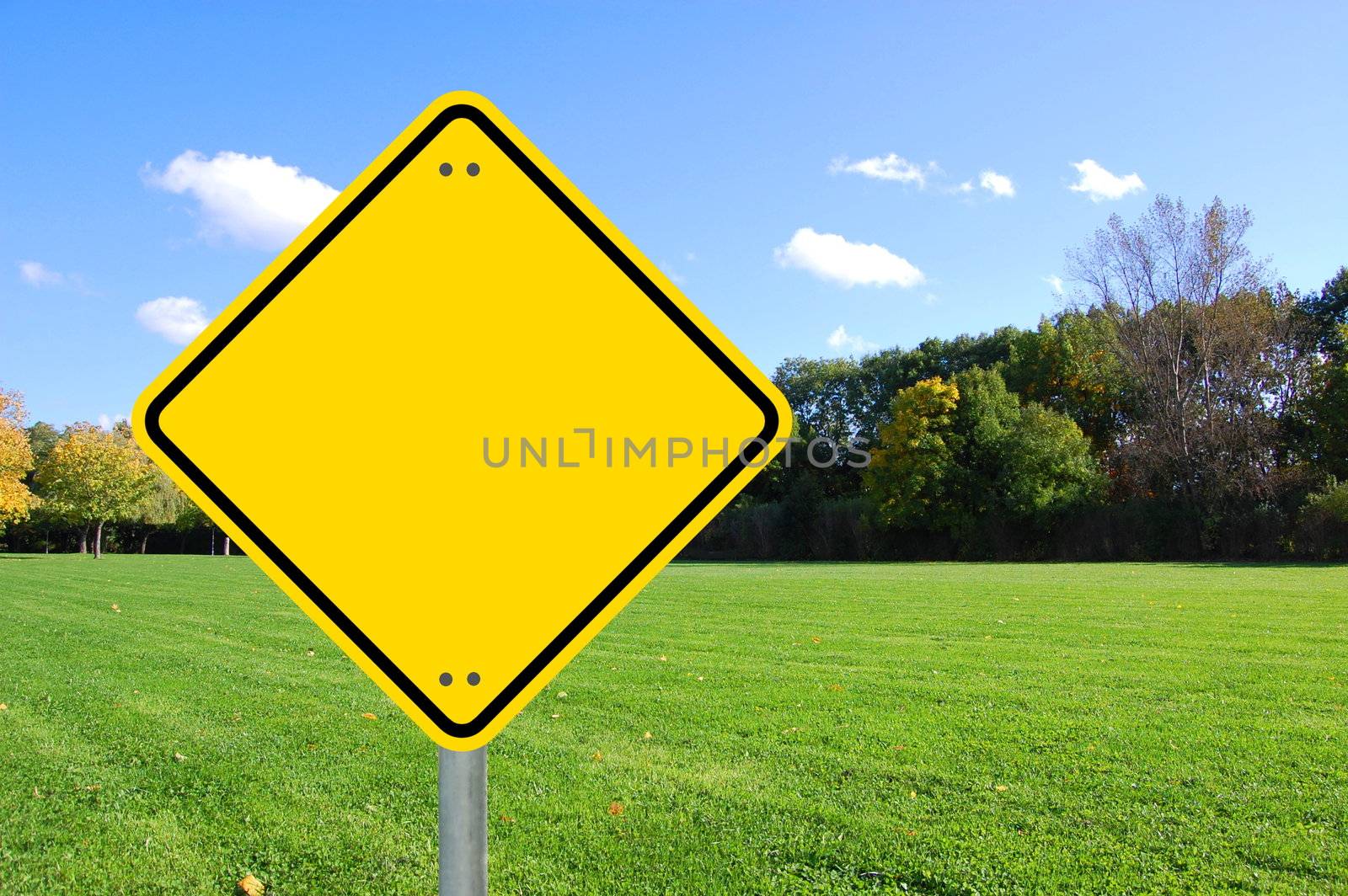 blank and empty yellow road sign with copyspace