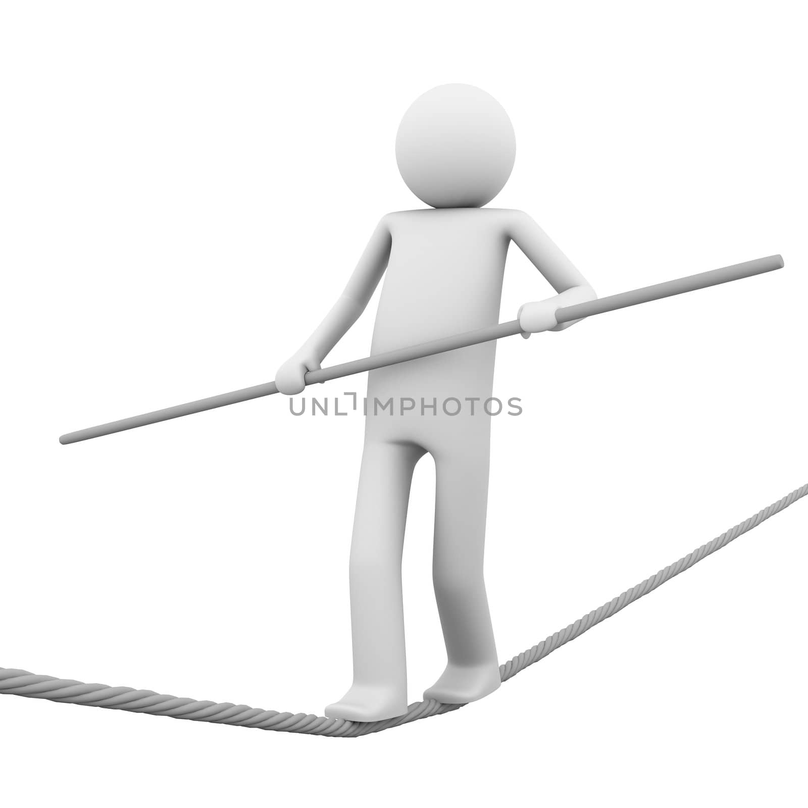rope-walking man with a pole in hands by eldorado3d