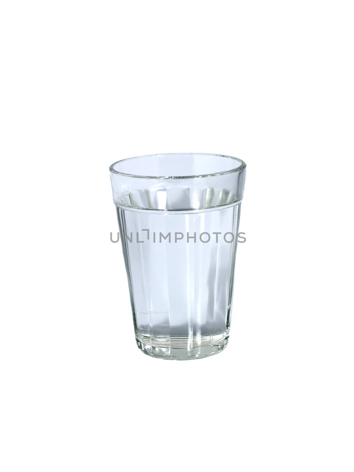 A glass of water on white background