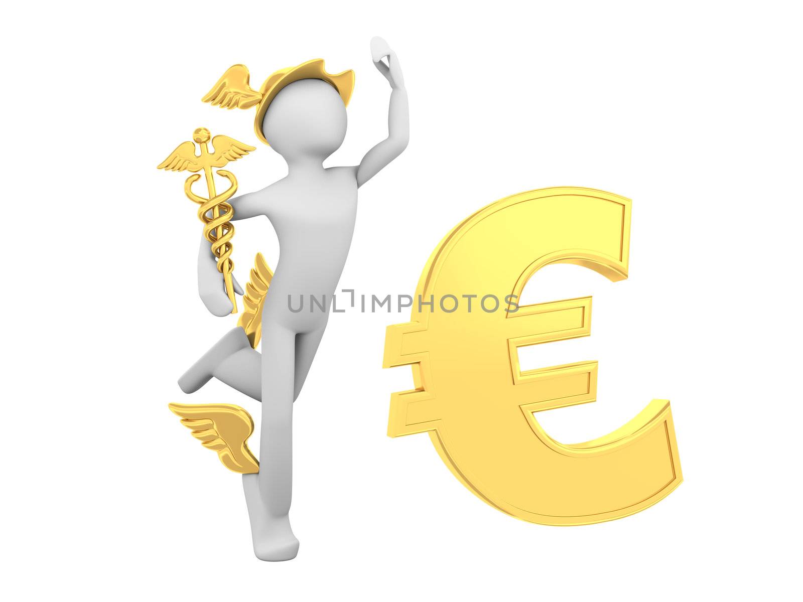 Hermes (Mercury) with Caduceus and Euro Sign
