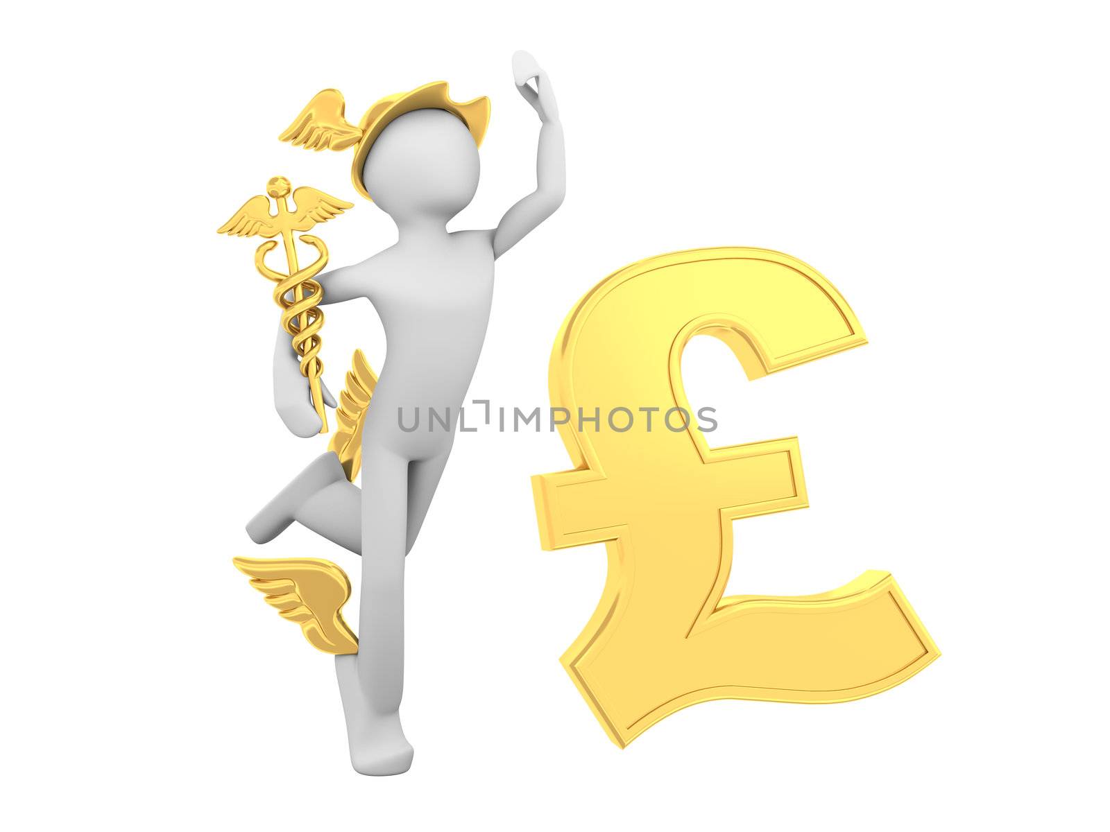Hermes (Mercury) with Caduceus and Pound Sign
