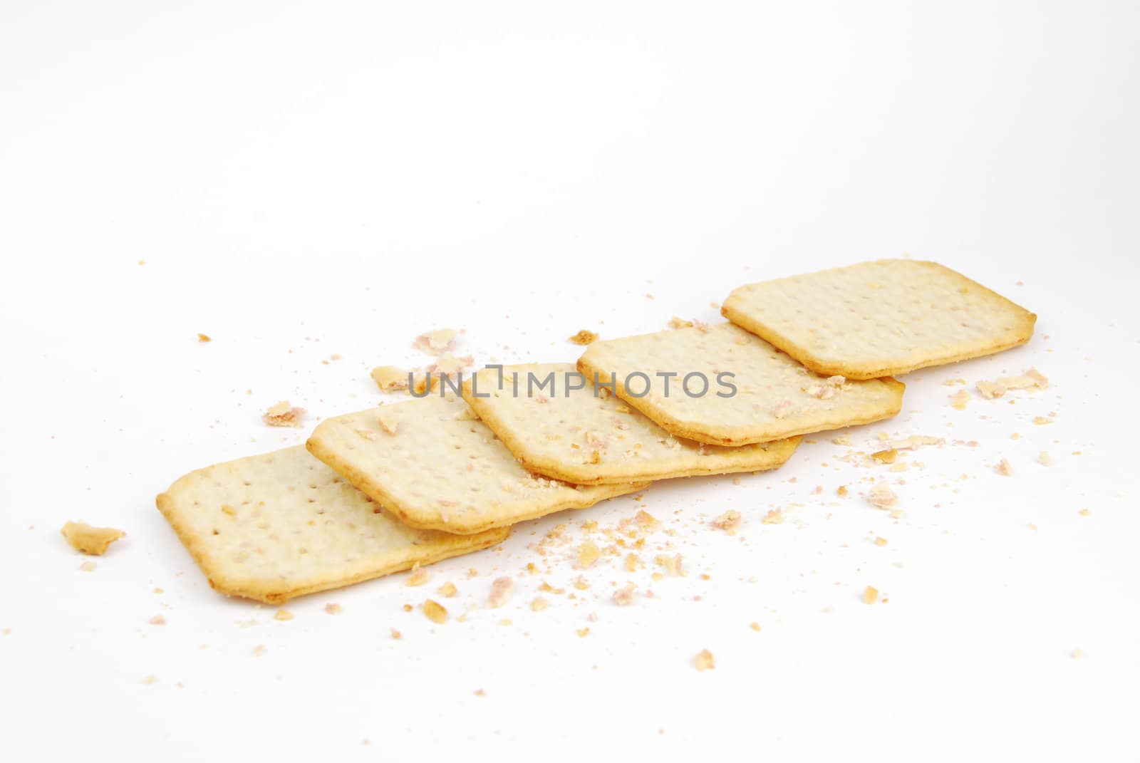 rectangular cheese crackers isolated on white background