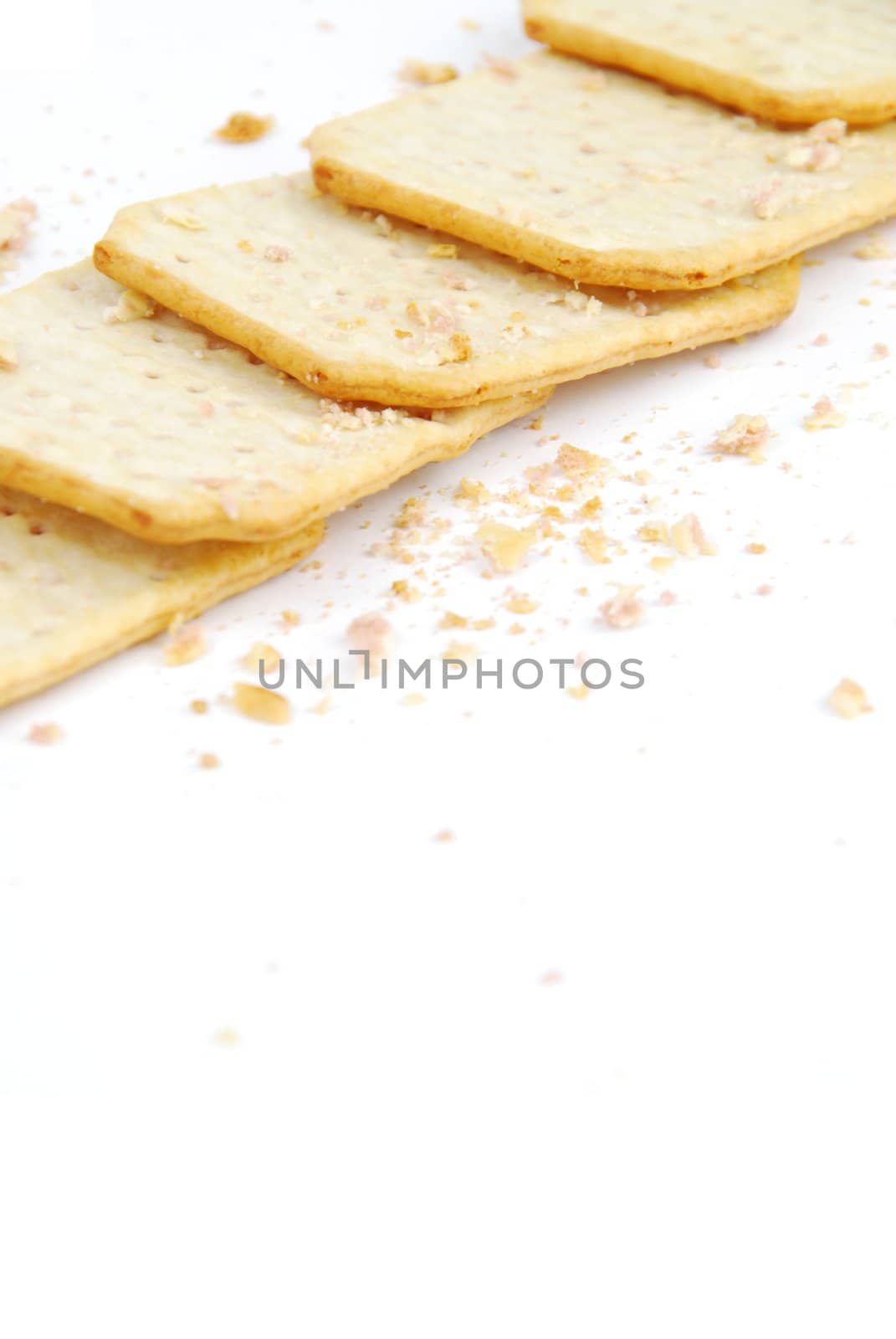 rectangular cheese crackers isolated on white background