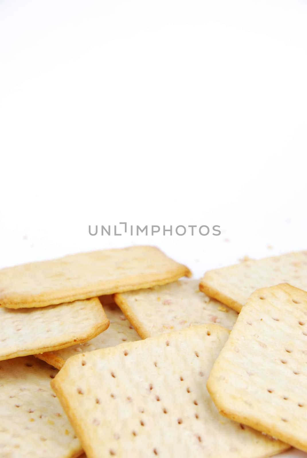 rectangular cheese crackers isolated on white background