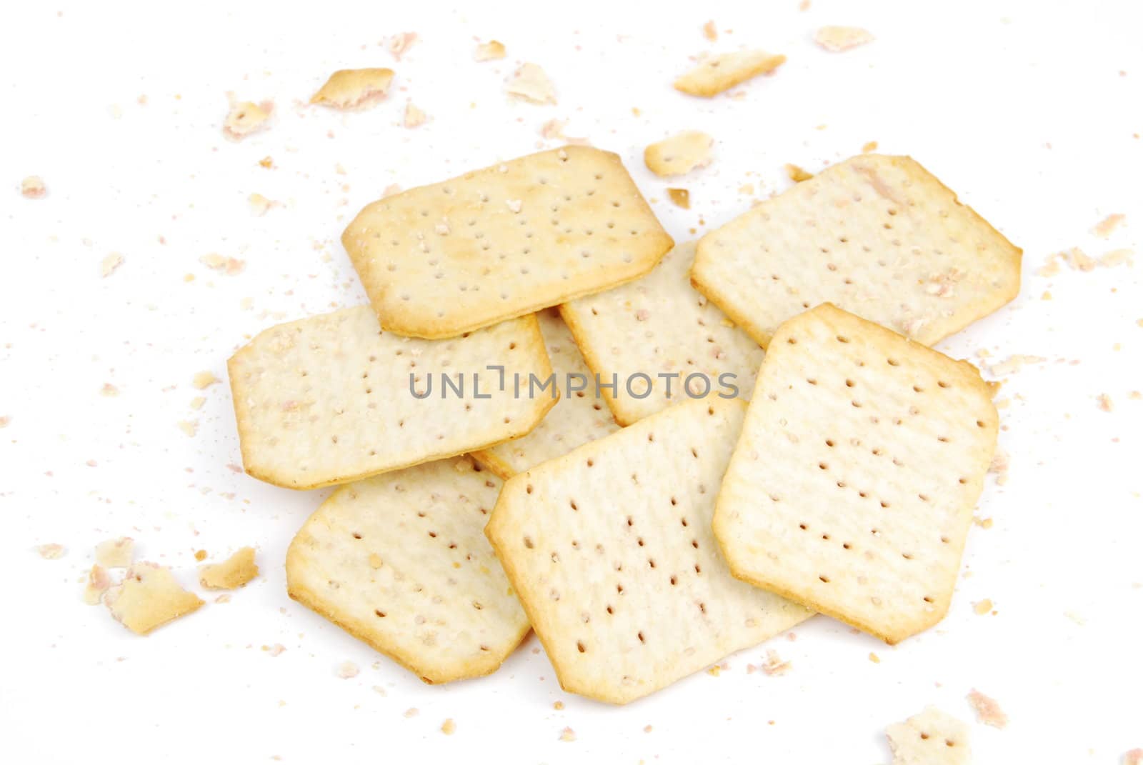 rectangular cheese crackers isolated on white background