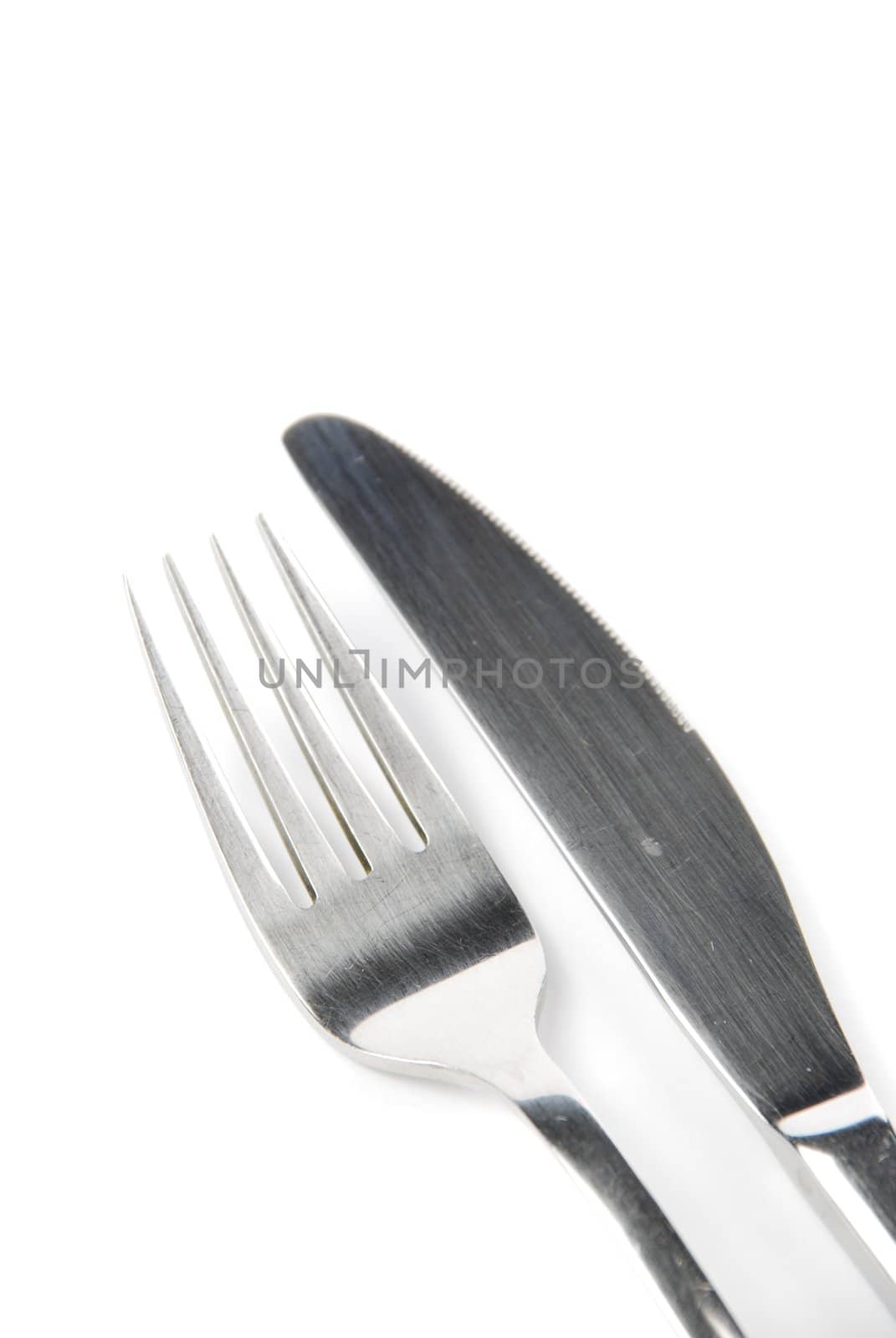 Fork and knife isolated on white background