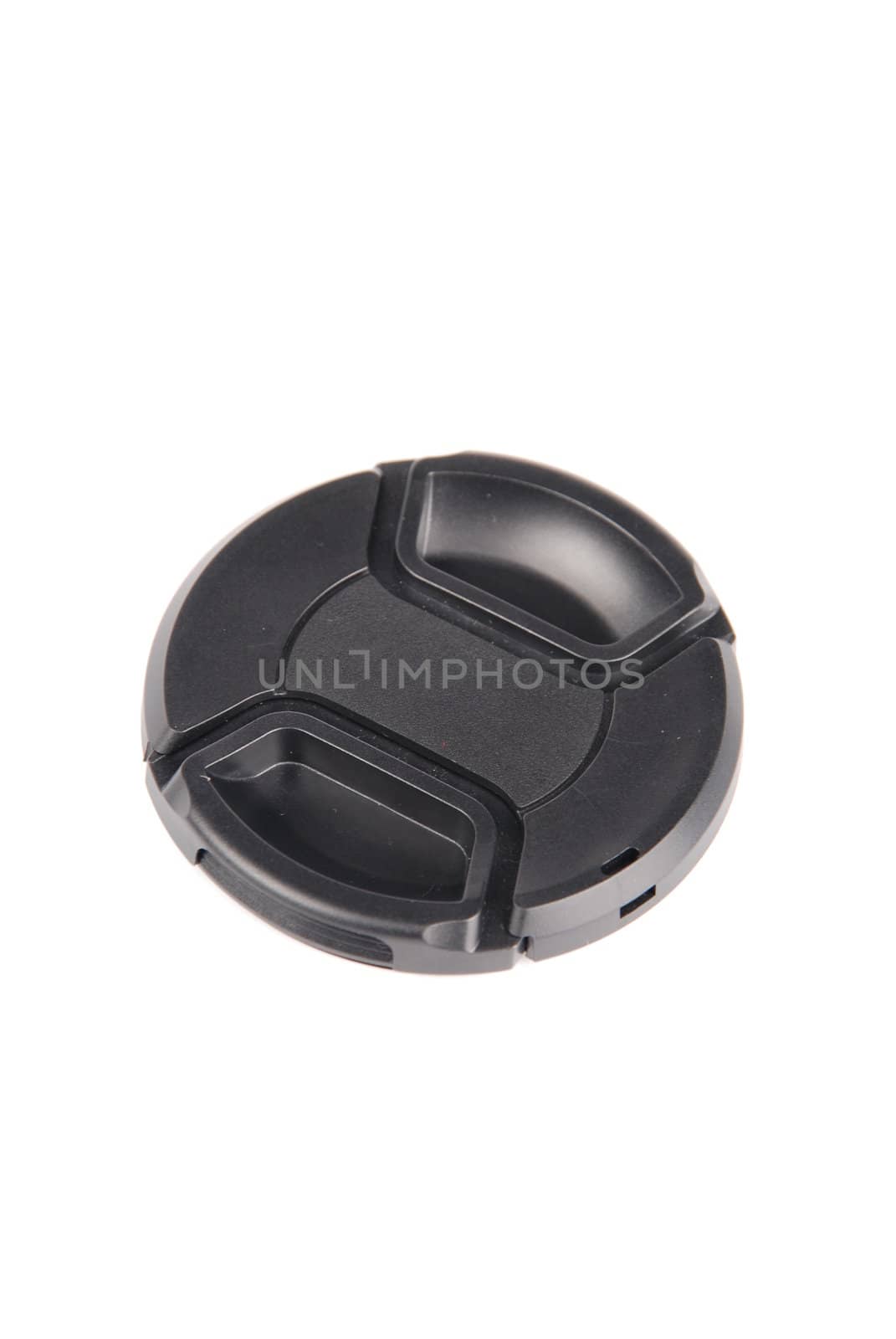 black lens cap isolated on white background