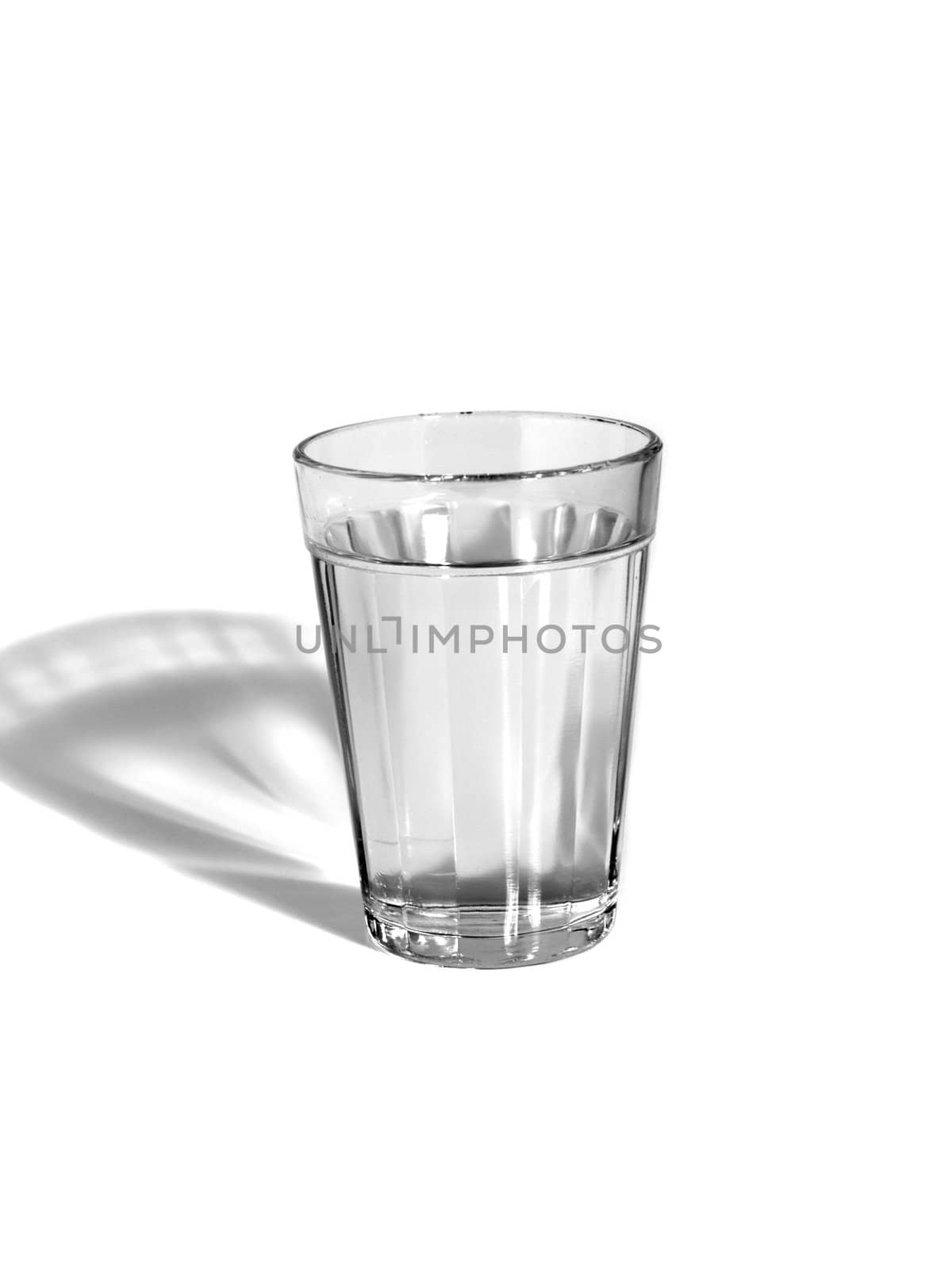 A glass of water on white background