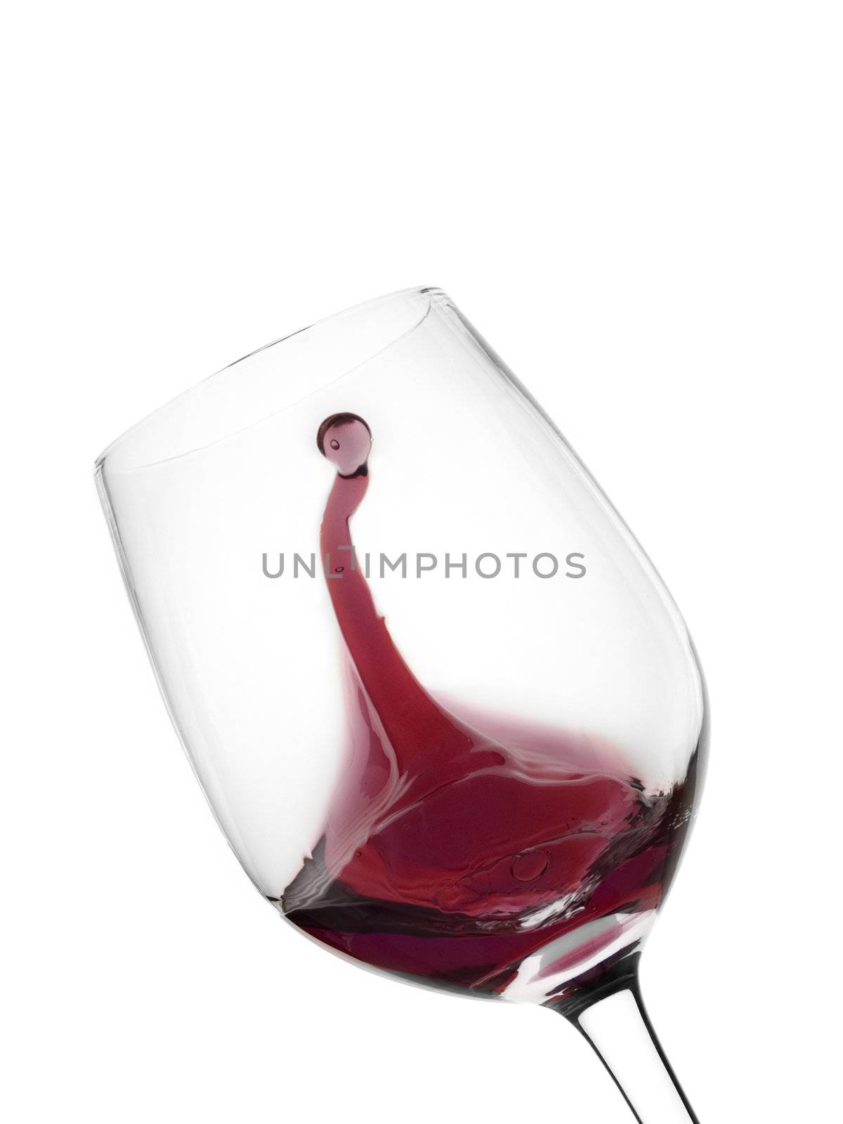 A malbec glass with red wine.