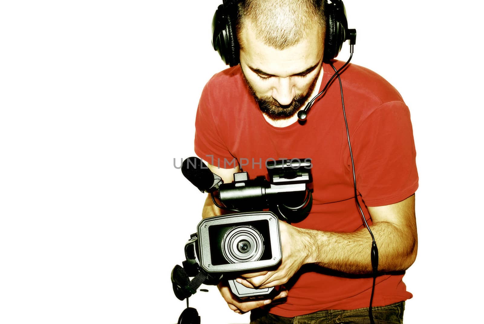 image with a television cameraman working with camera