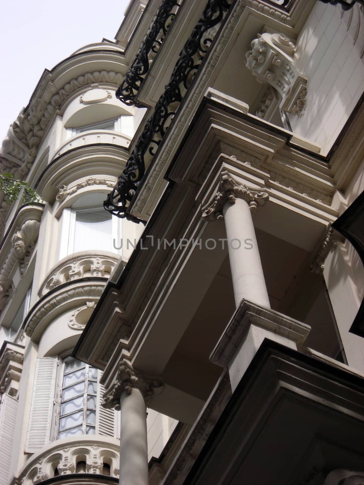 Close-up of a balcony in a street in the very center of Madrid.