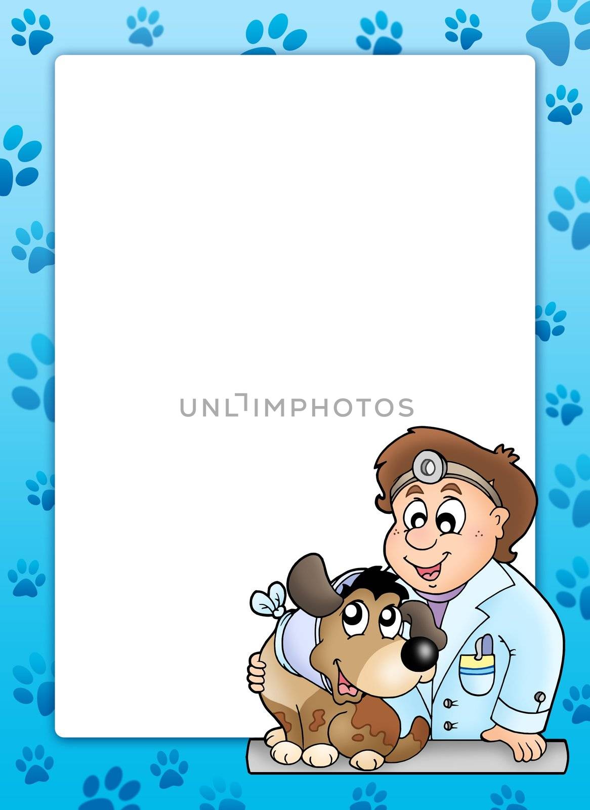Blue frame with veterinary theme - color illustration.