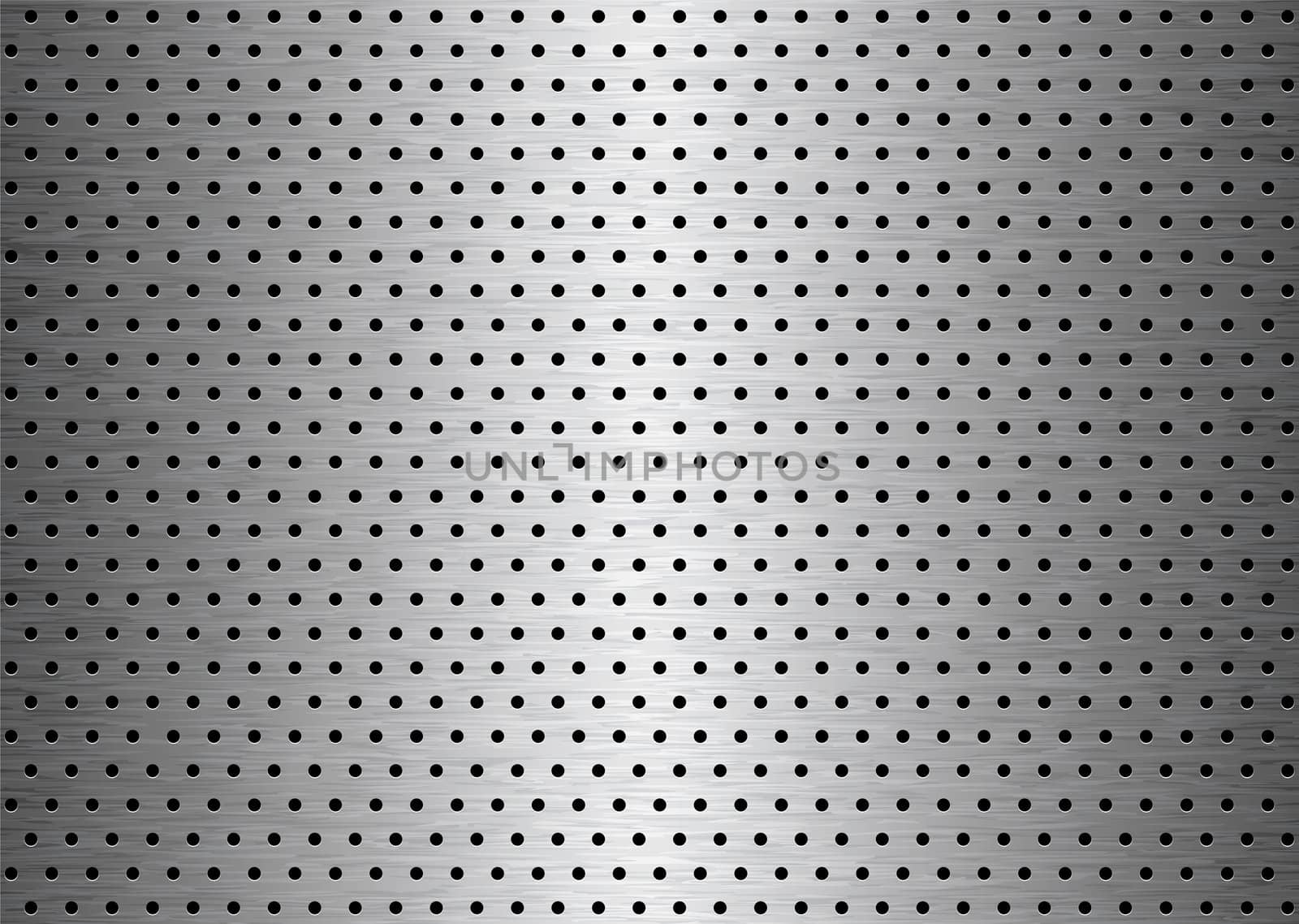 Brushed sheet metal plate background with holes with grain