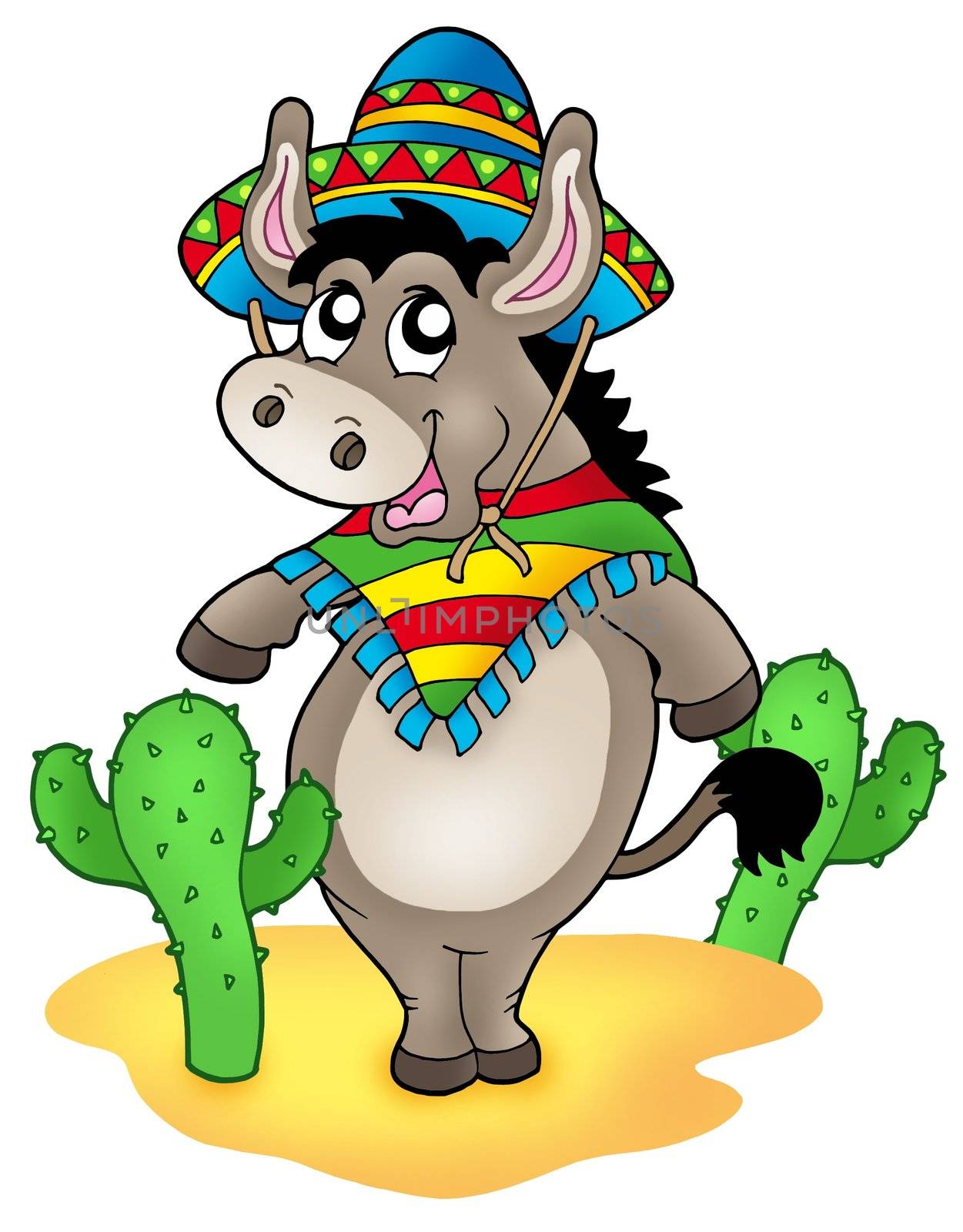 Mexican donkey with cactuses by clairev