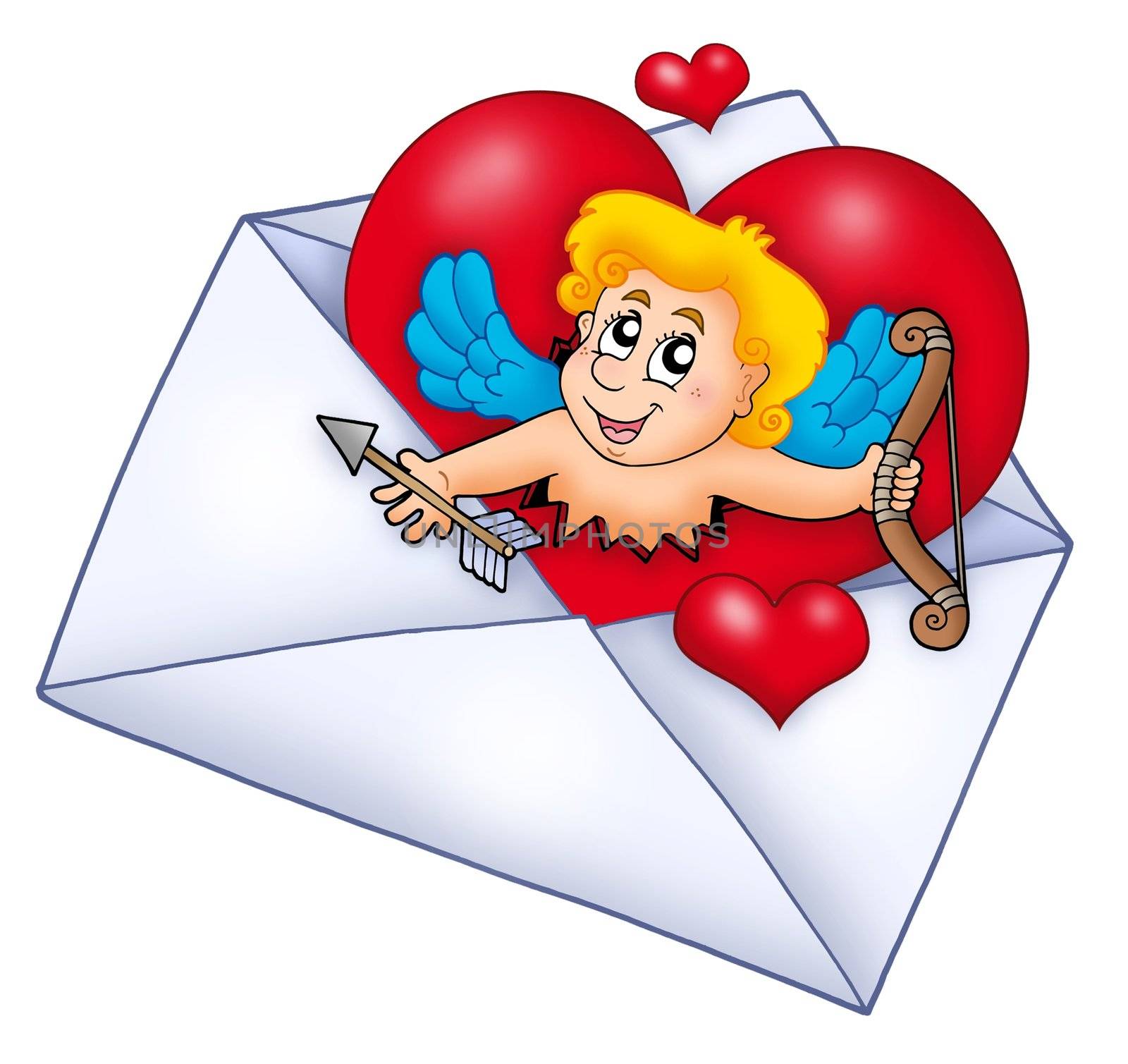 Valentine envelope with Cupid by clairev