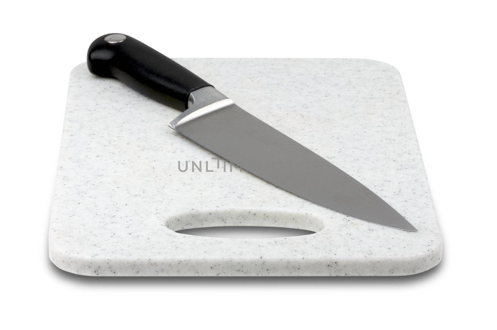 Large Knife on Cutting Board by Feverpitched