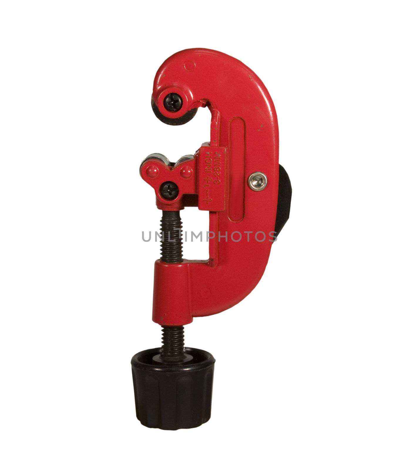 red plumbers tubing cutter isolated with clipping path at this size