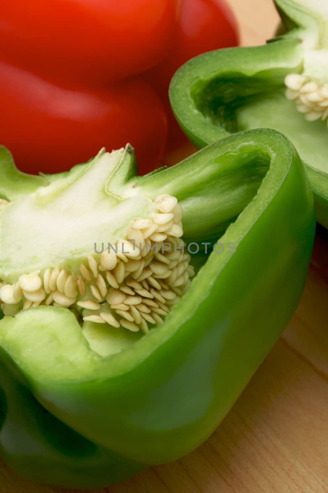 Macro Shot of Cut Bell Pepper on Cutting Board