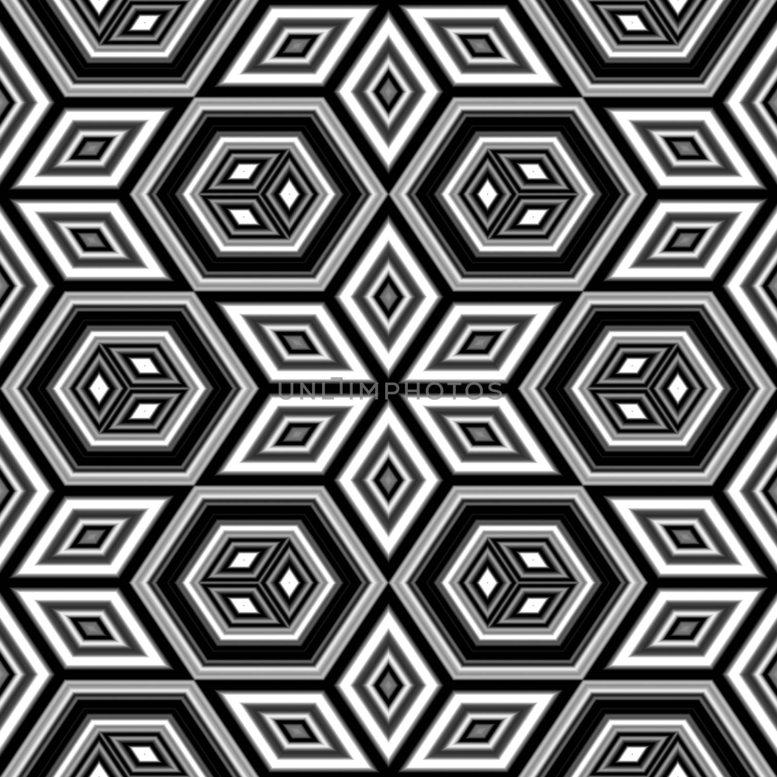 Black and white geometric pattern that tiles seamlessly.