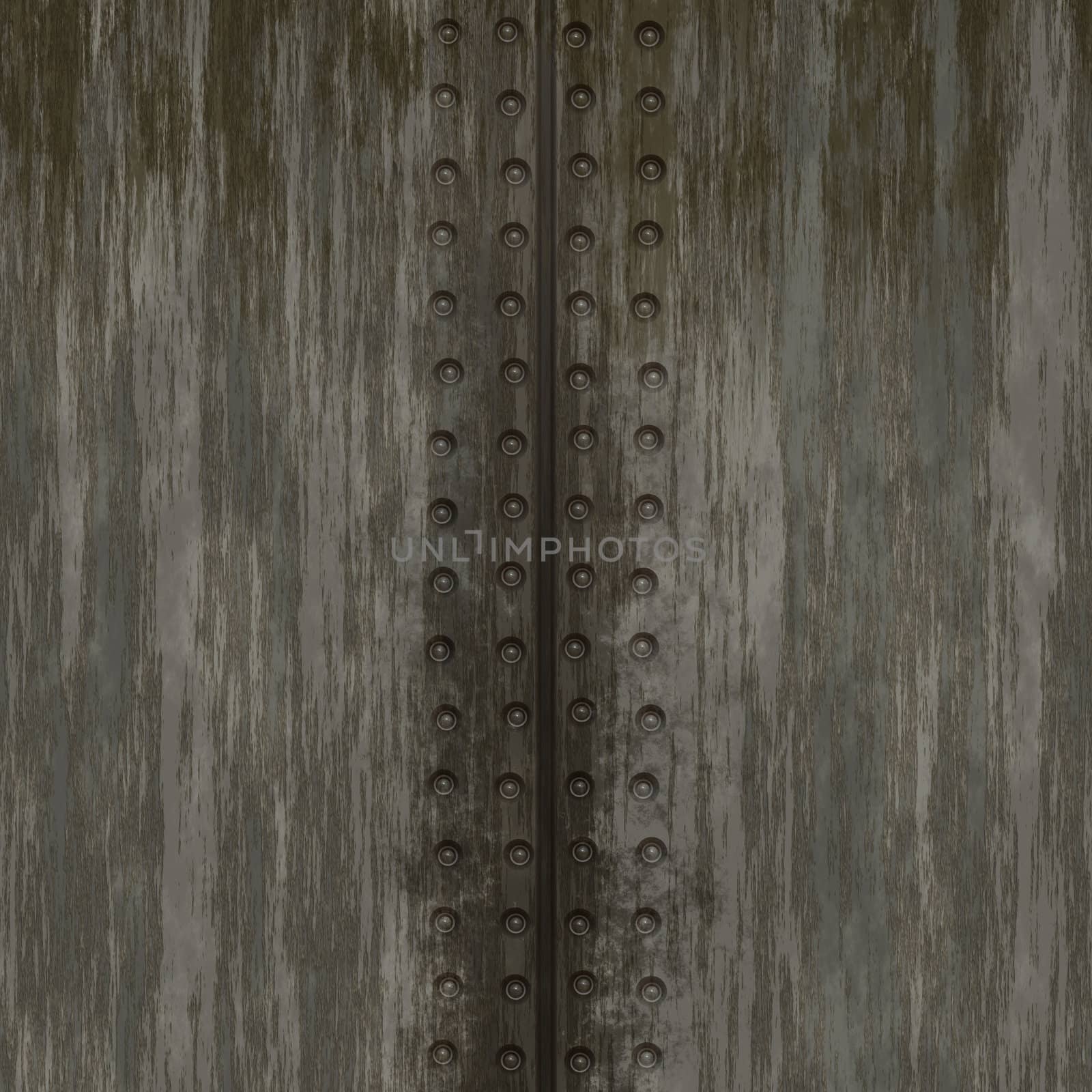 Grungy metal plate background with rivets.  This tiles seamlessly as a pattern.