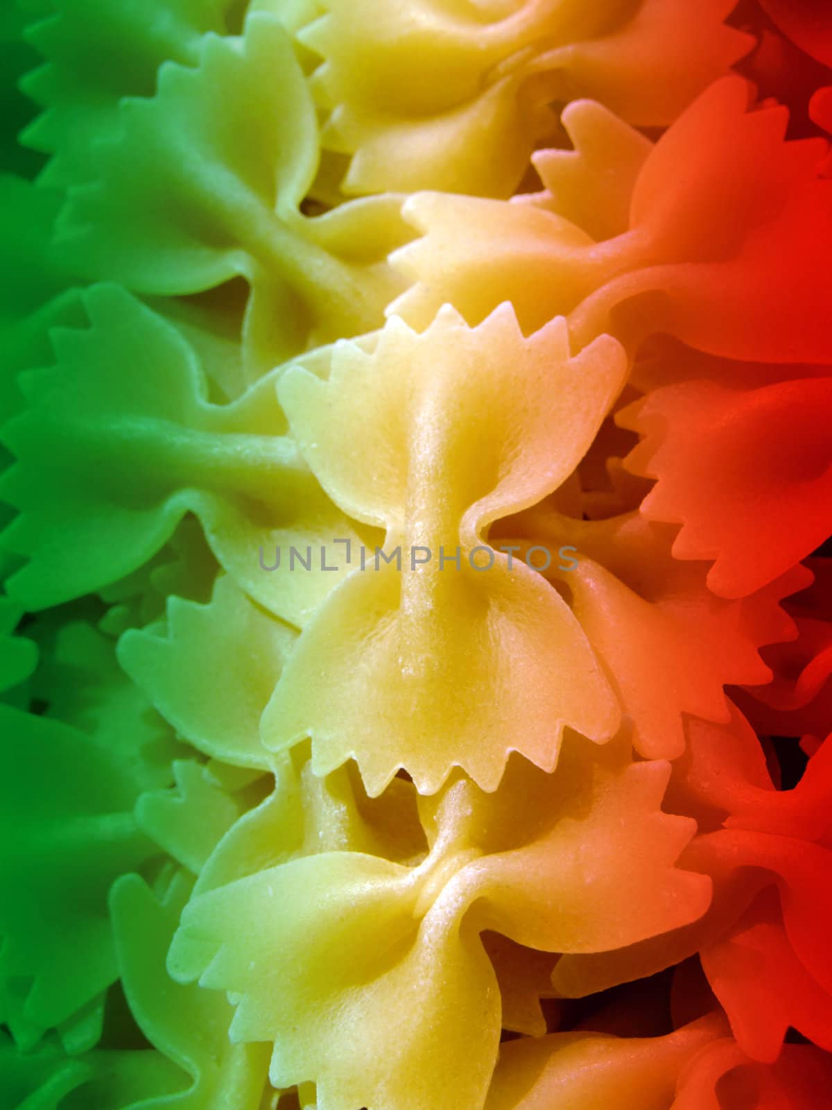 Close-up of italian raw farfalle pasta