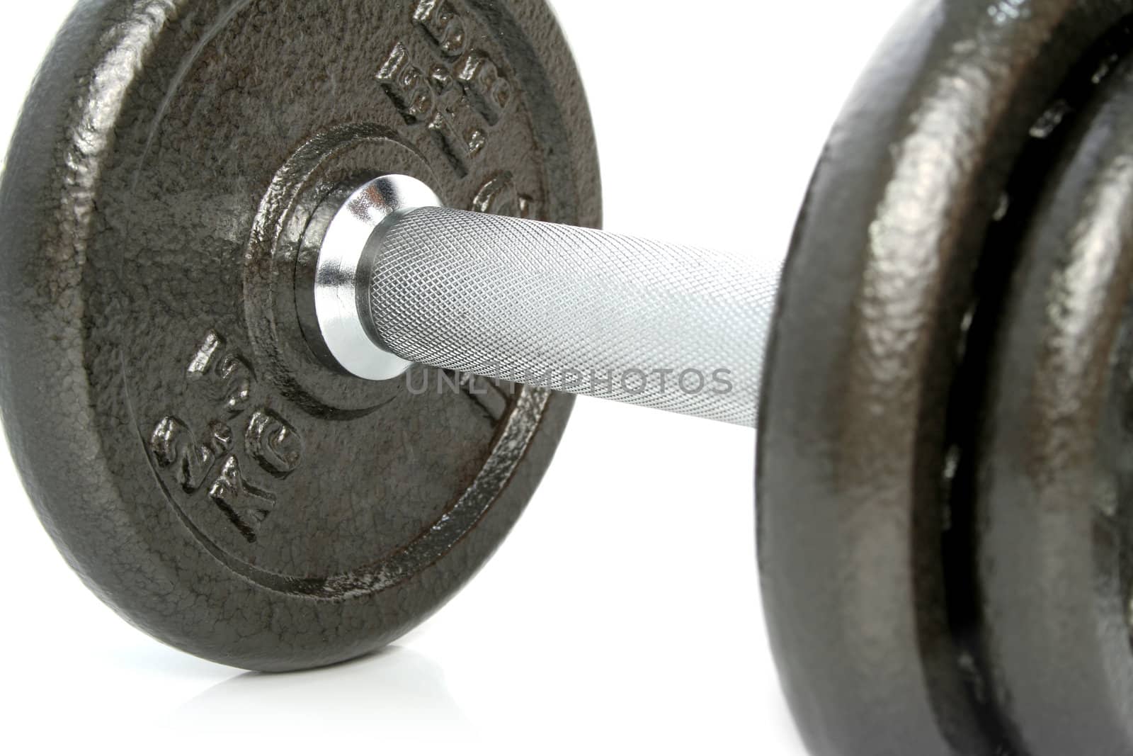 Closeup dumbbell isolated on white