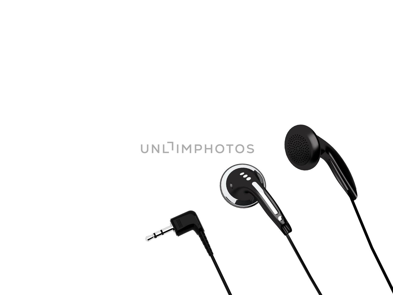High resolution 3D render of headphones and stereo MiniJack isolated on a white background