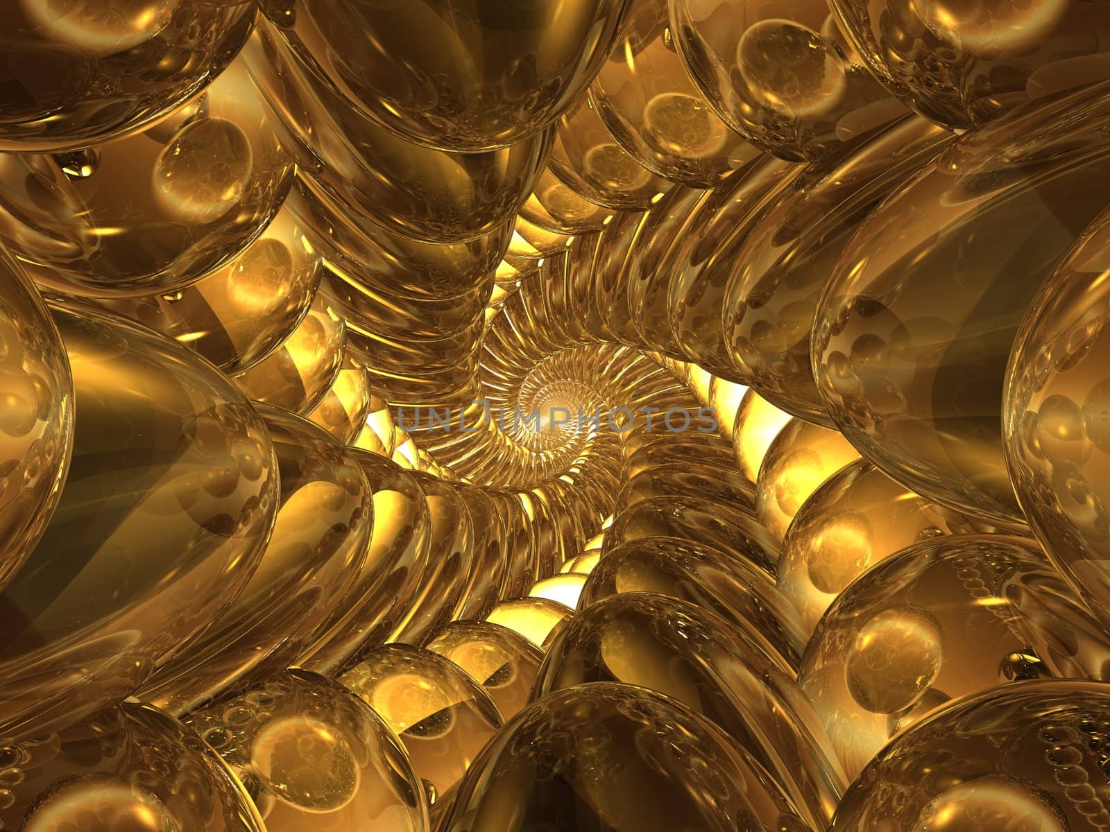 The abstract image of a spiral from glass spheres. High resolution 3D render background.