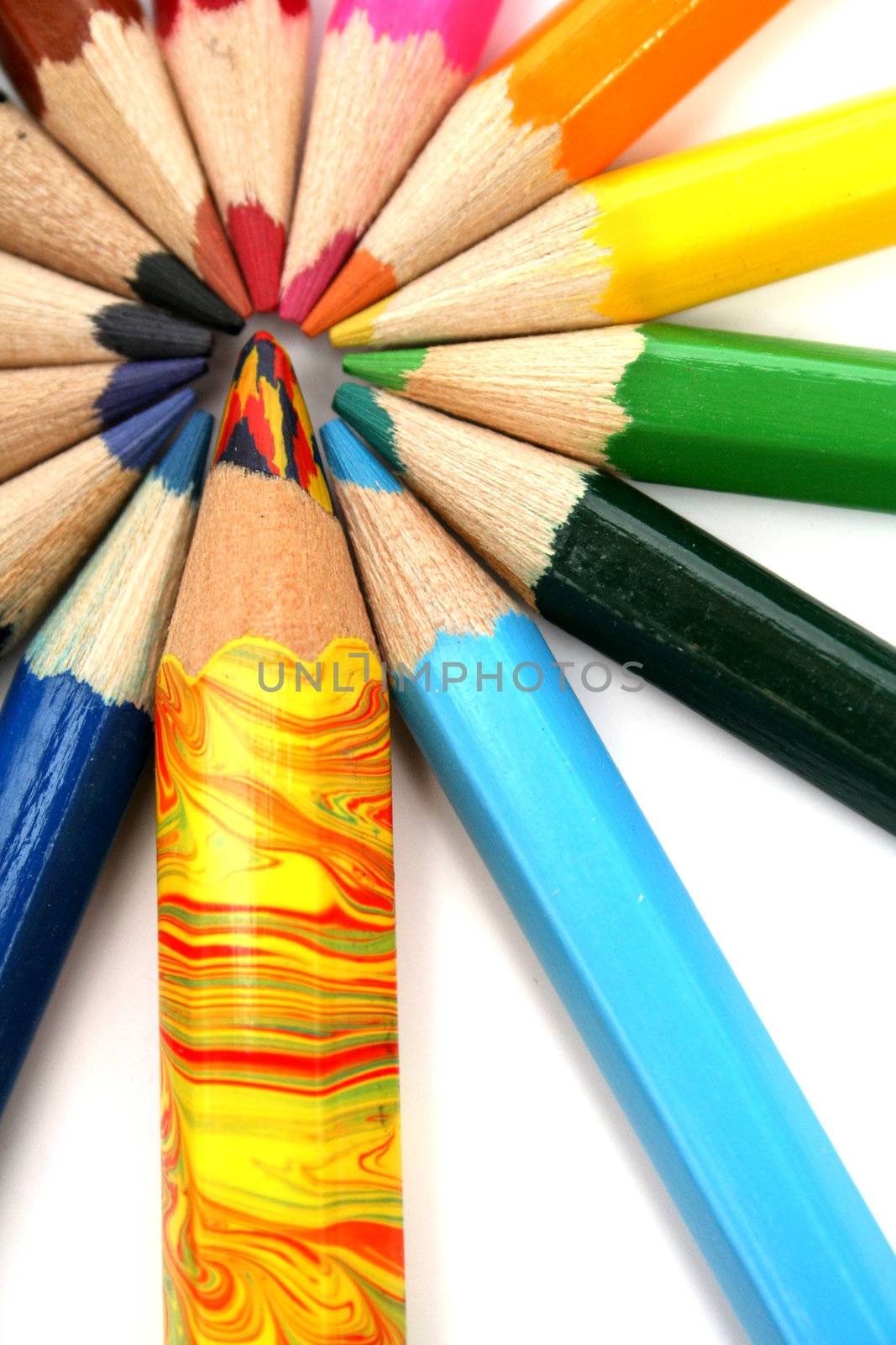 Color wooden pencils have settled down around of the multi-colour brother 2