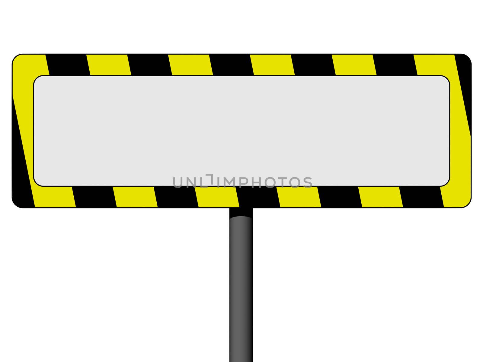 Empty information sign with yellow and black frame isolated on a white background