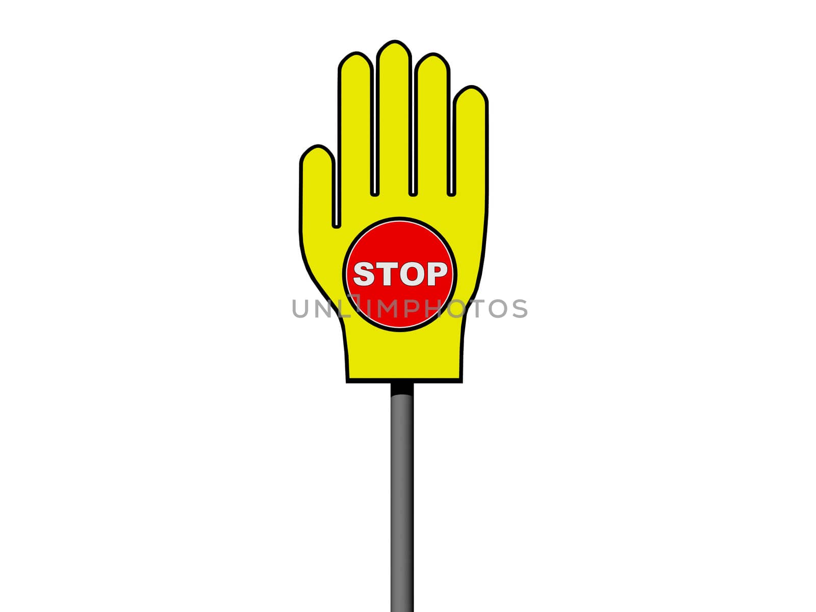 Warning STOP sign in palm sign isolated on a white background