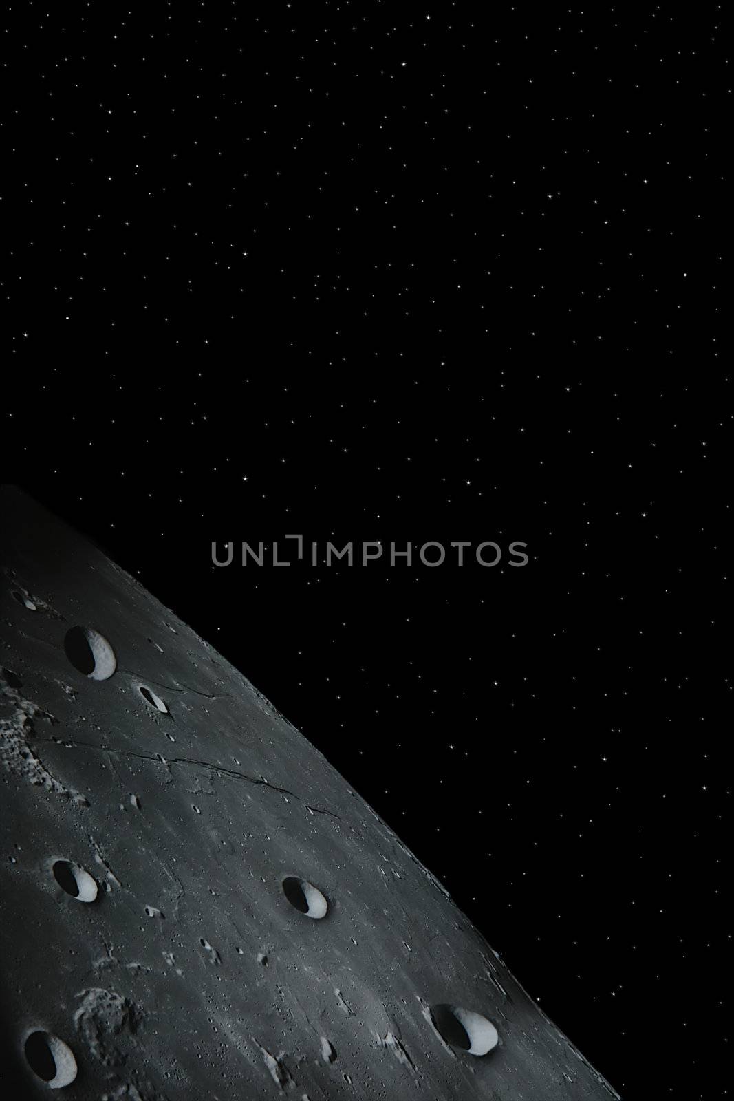 a simple background of the moon surface and stars at night in the sky of our own universe