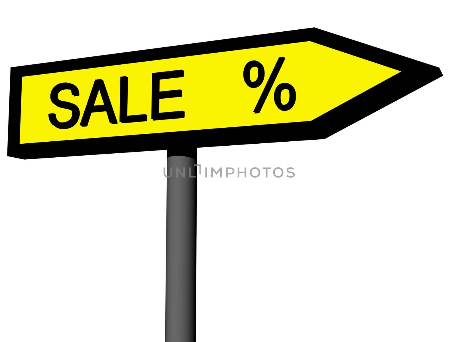 Sign SALE % isolated on a white background