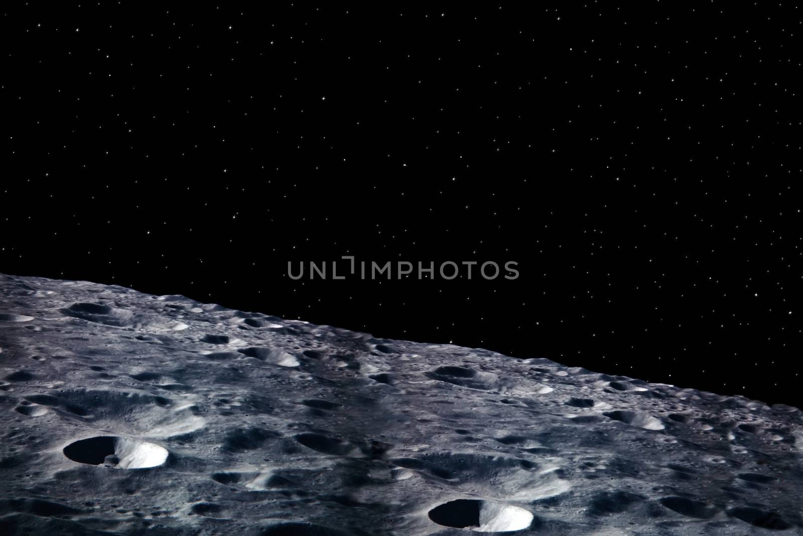 a simple background of the moon surface and stars at night in the sky of our own universe