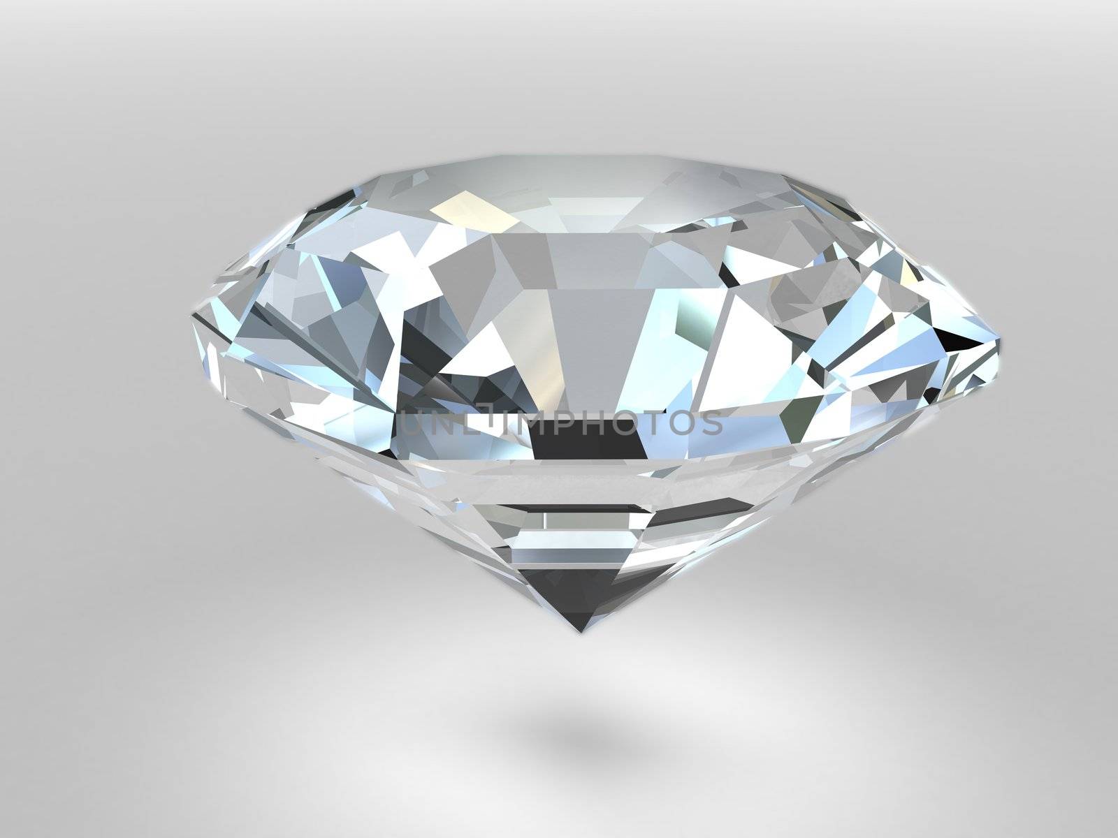 Diamond rendered with soft shadows. High resolution 3D image