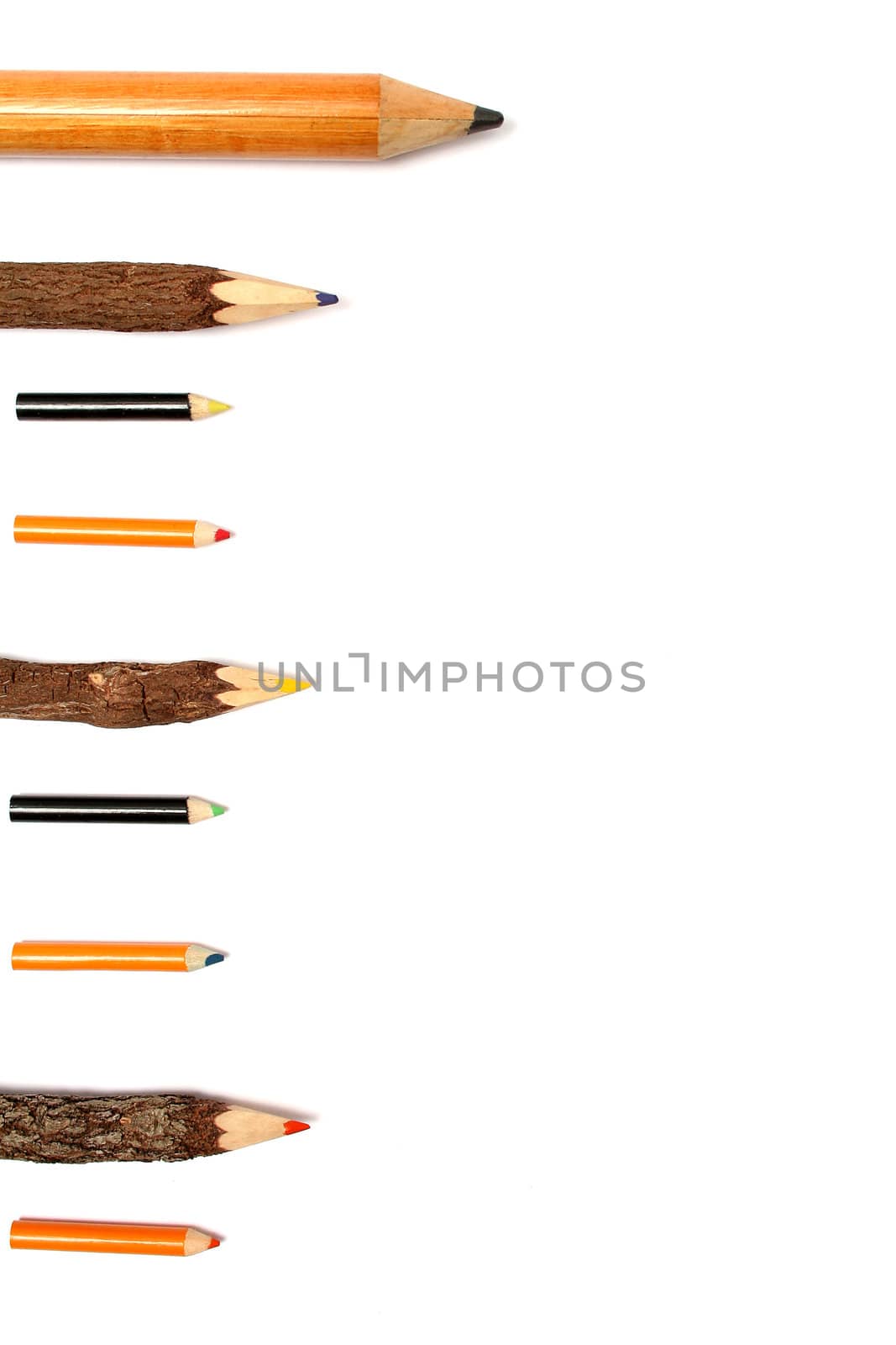 Bulleted list made of color pencils of the various size 1