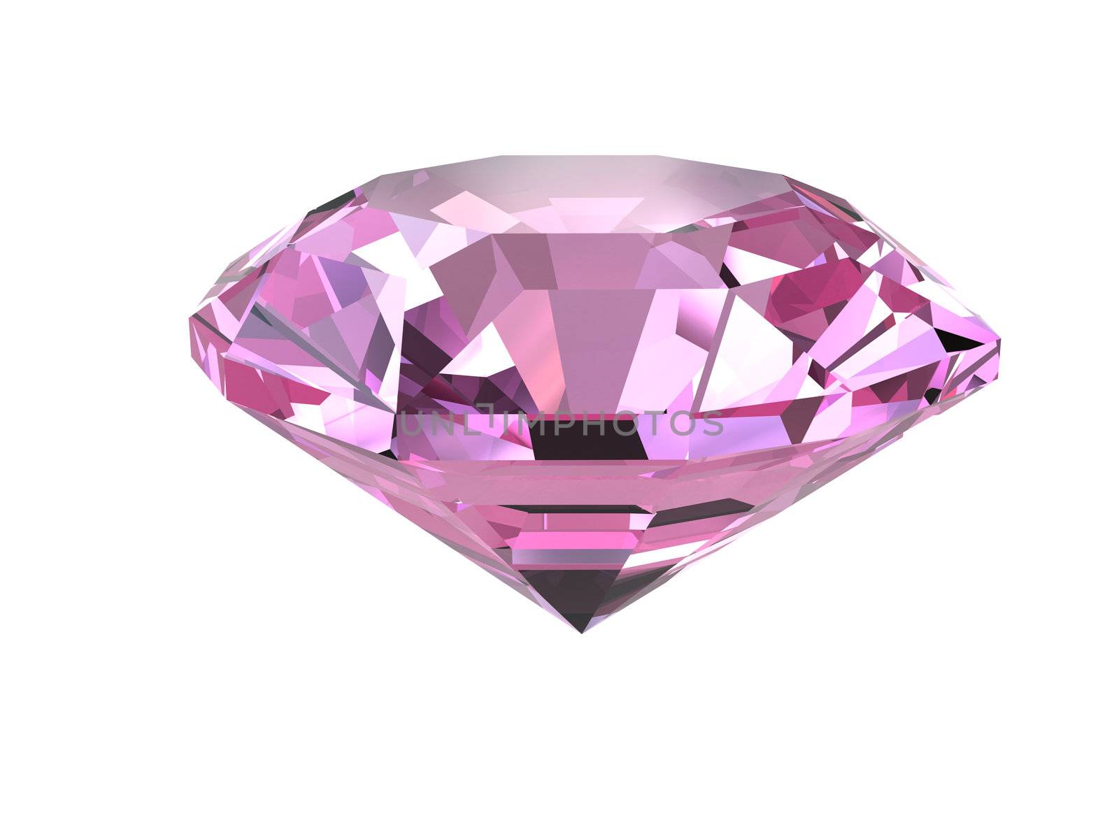Pink diamond isolated on white background. High resolution 3D render